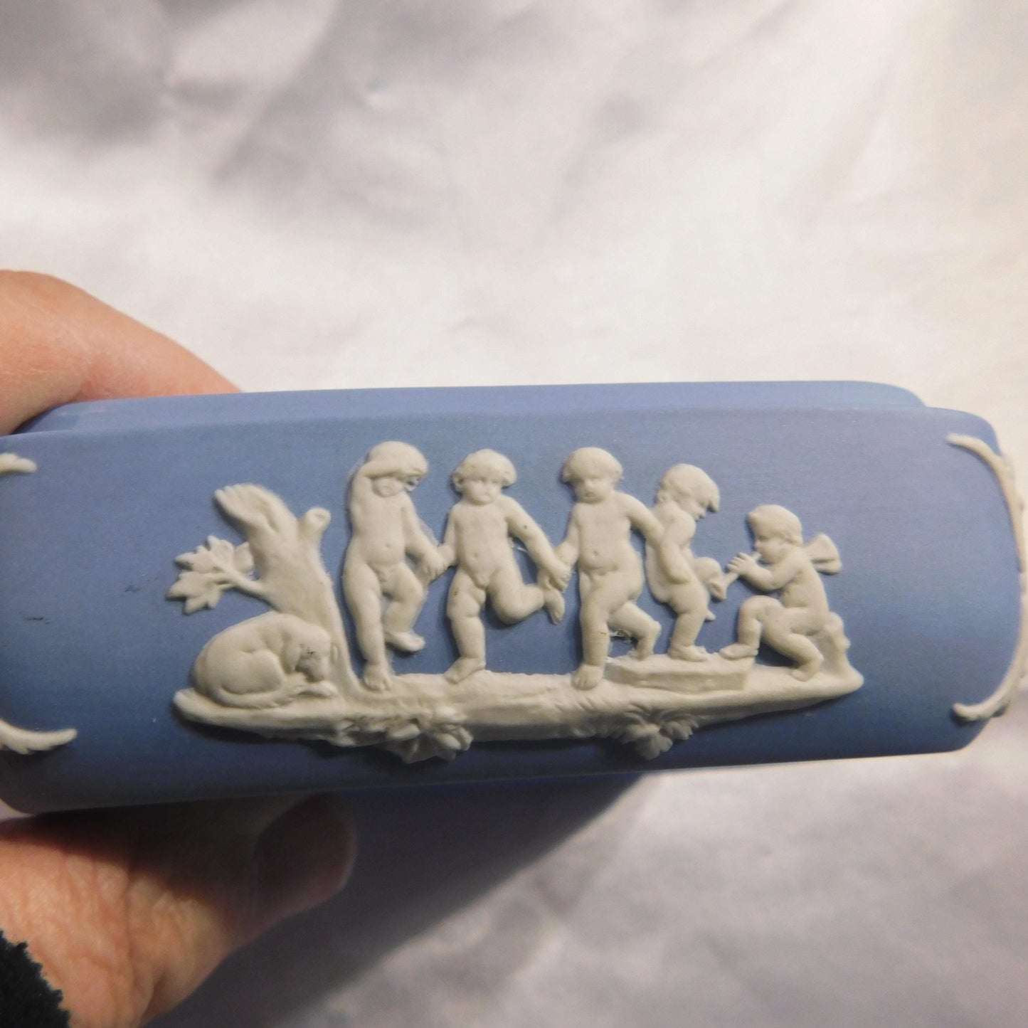 Light Blue Wedgwood Jasperware Covered Trinket Box # 21274