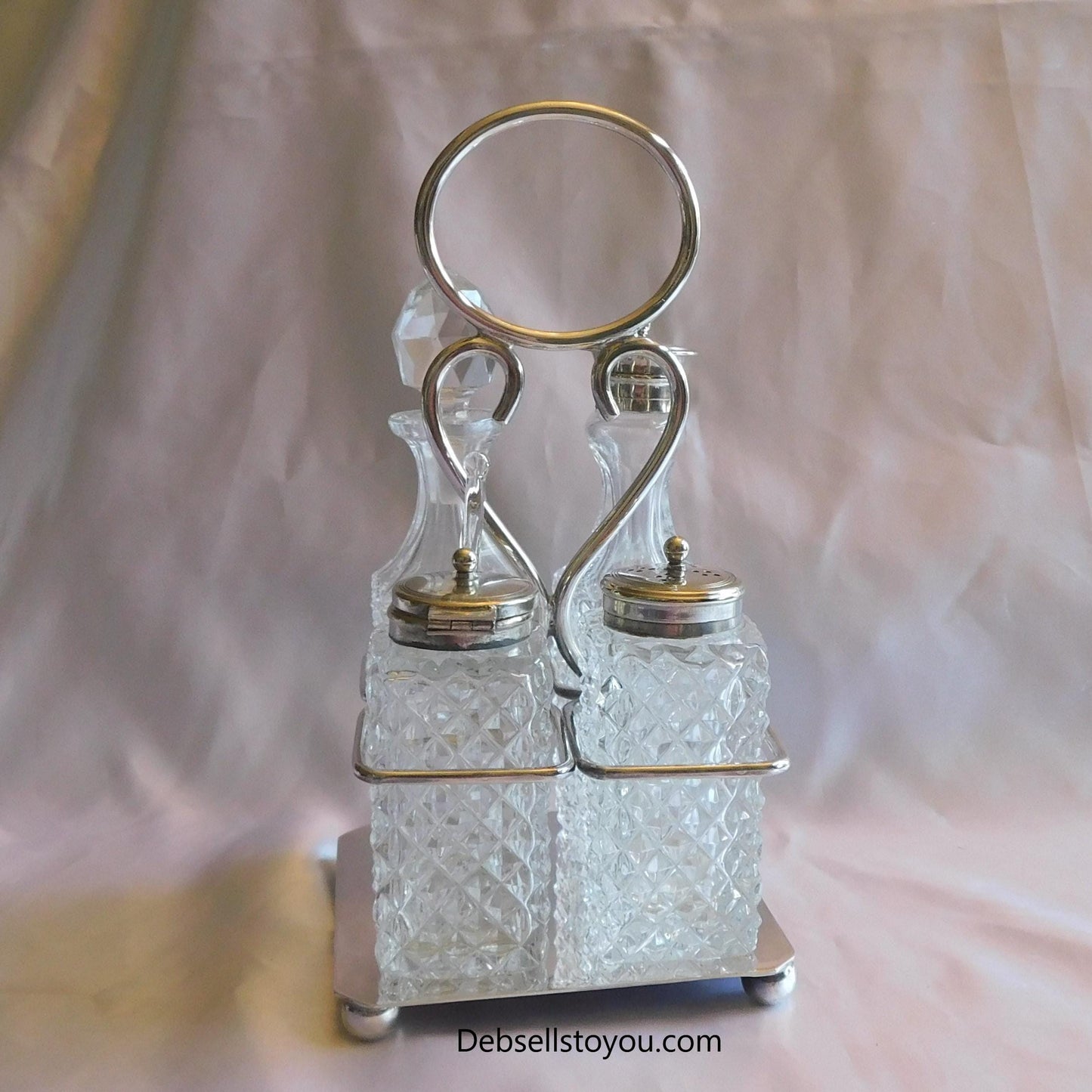Five Piece Condiment Set with Silver Rack # 21579