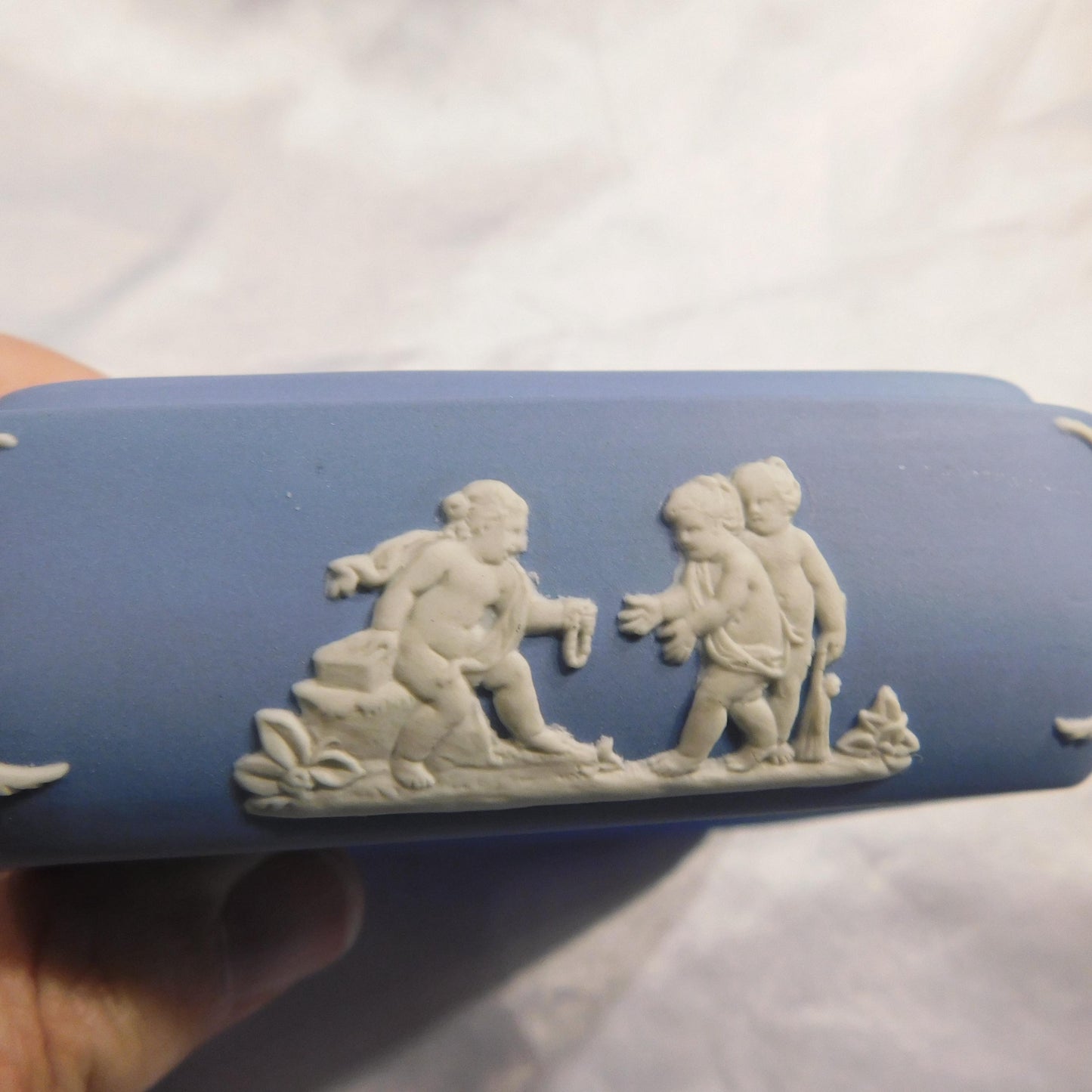 Light Blue Wedgwood Jasperware Covered Trinket Box # 21274