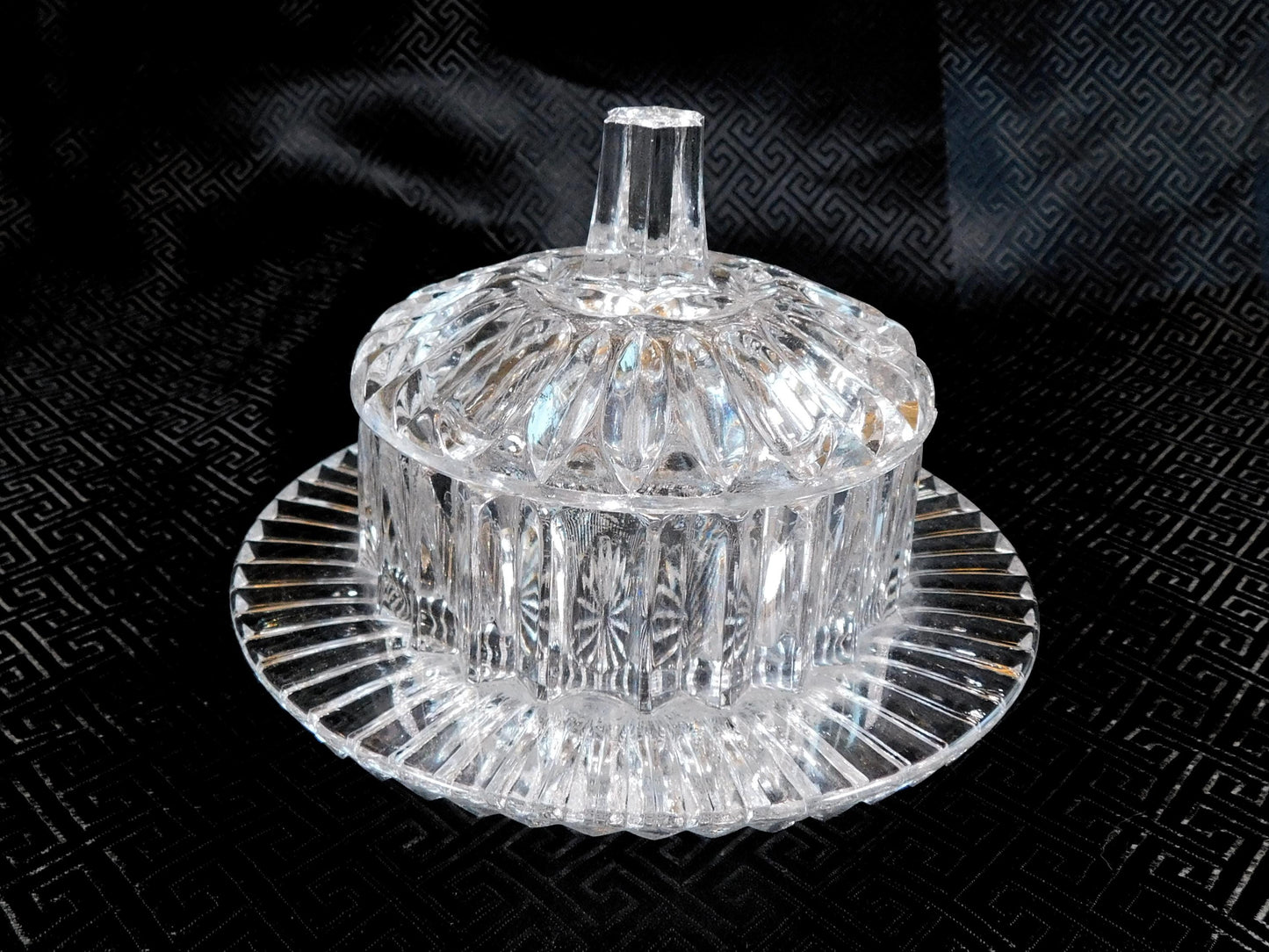 Cut Glass Jelly Dish, Honey Pot with Matching Lid # 23708