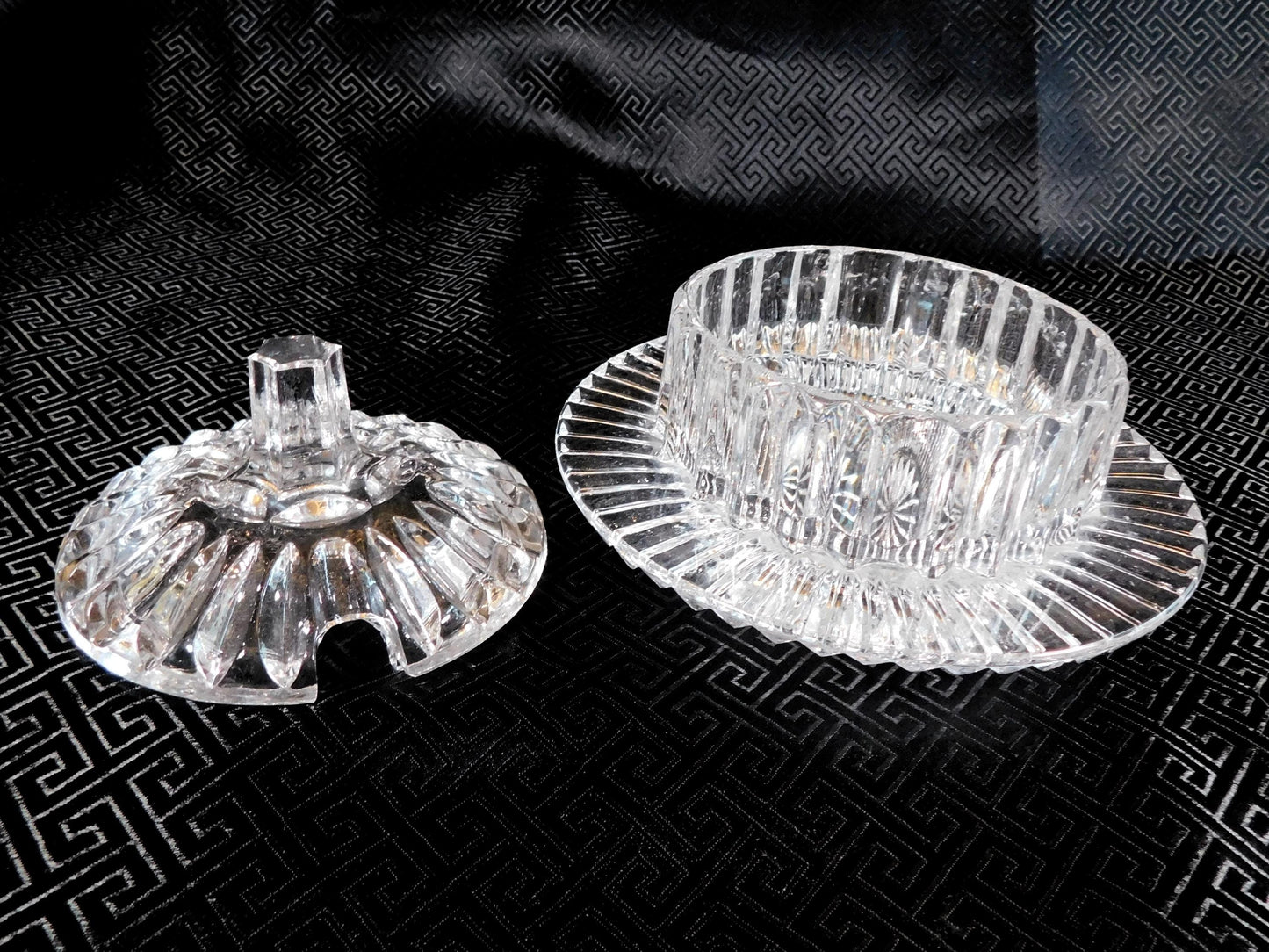Cut Glass Jelly Dish, Honey Pot with Matching Lid # 23708