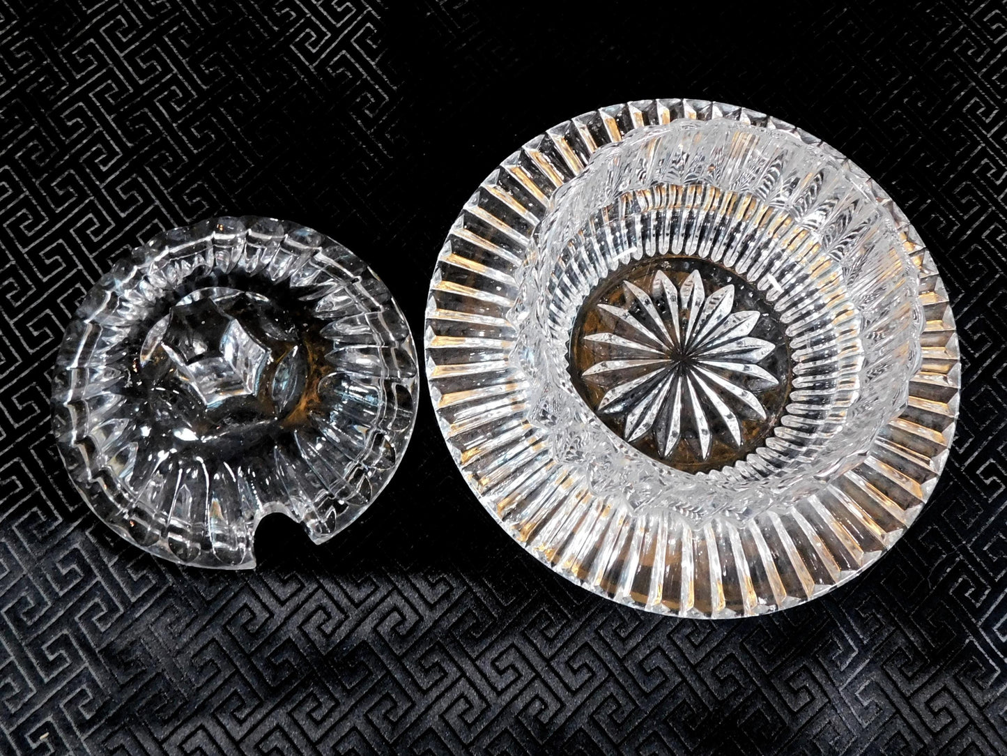 Cut Glass Jelly Dish, Honey Pot with Matching Lid # 23708