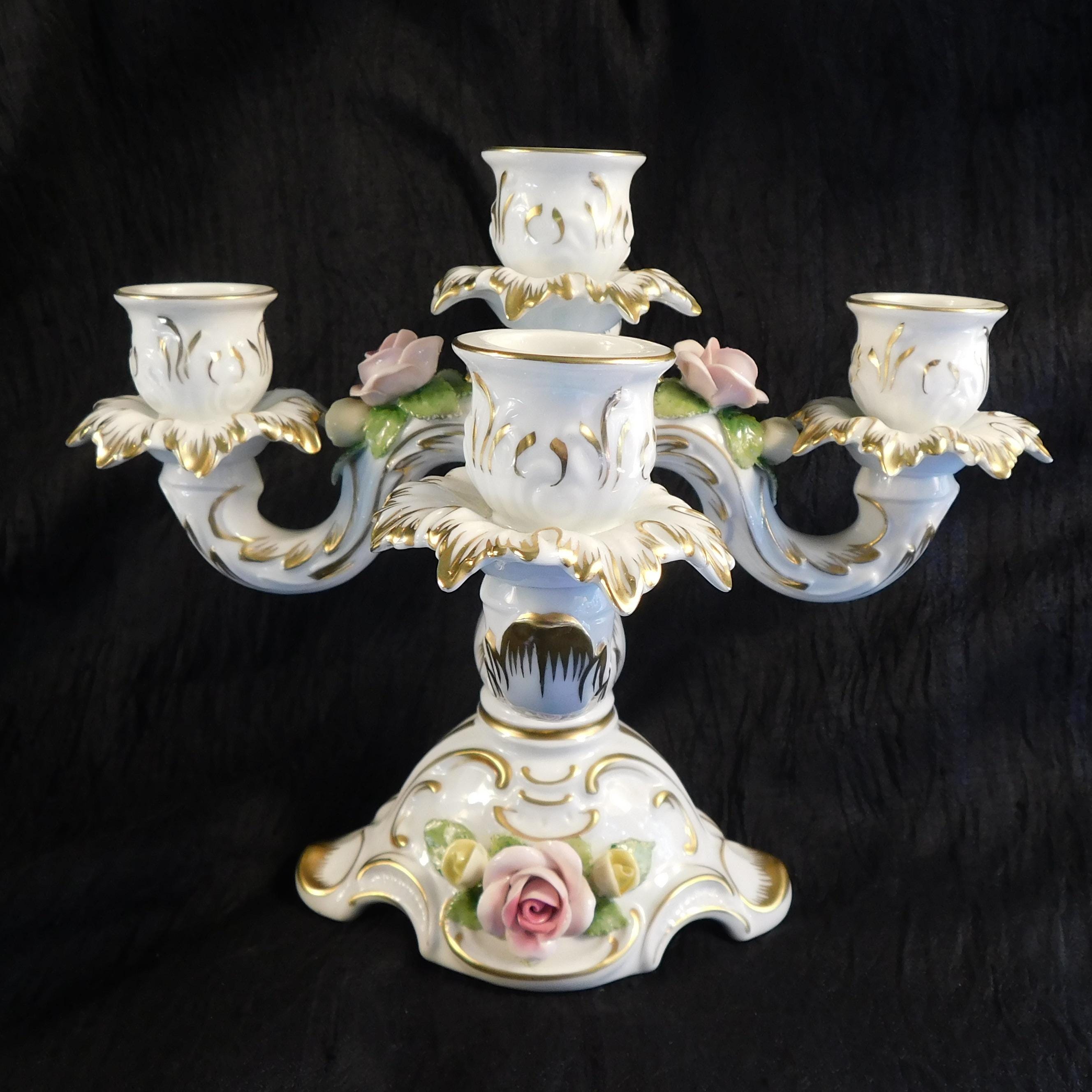 Alboth and Kaiser Five Candle Candle Holder with Dimensional Flowers # 26745