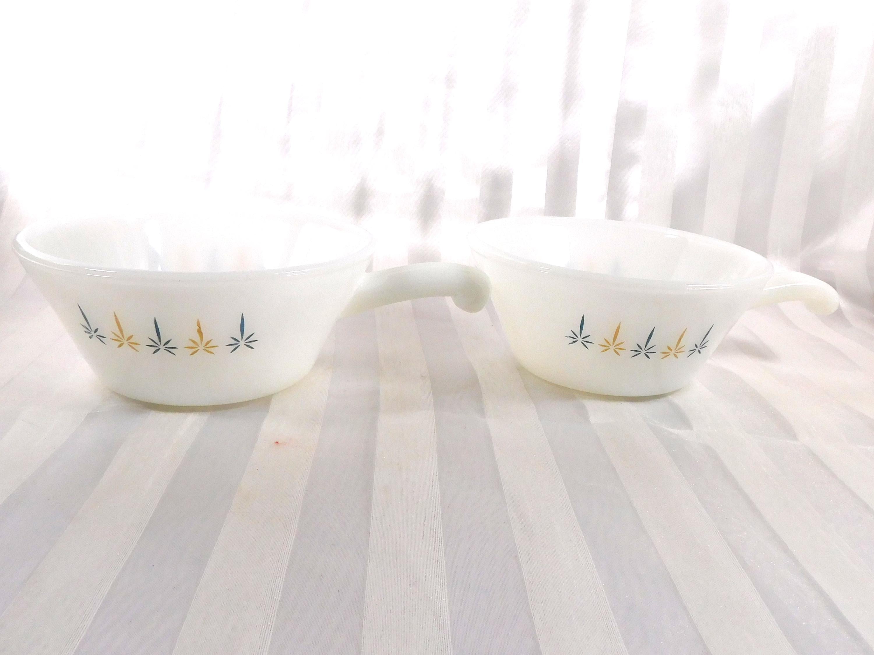 Anchor Hocking Fire King Set of two White Ramekin Dishes with Handles # 26223