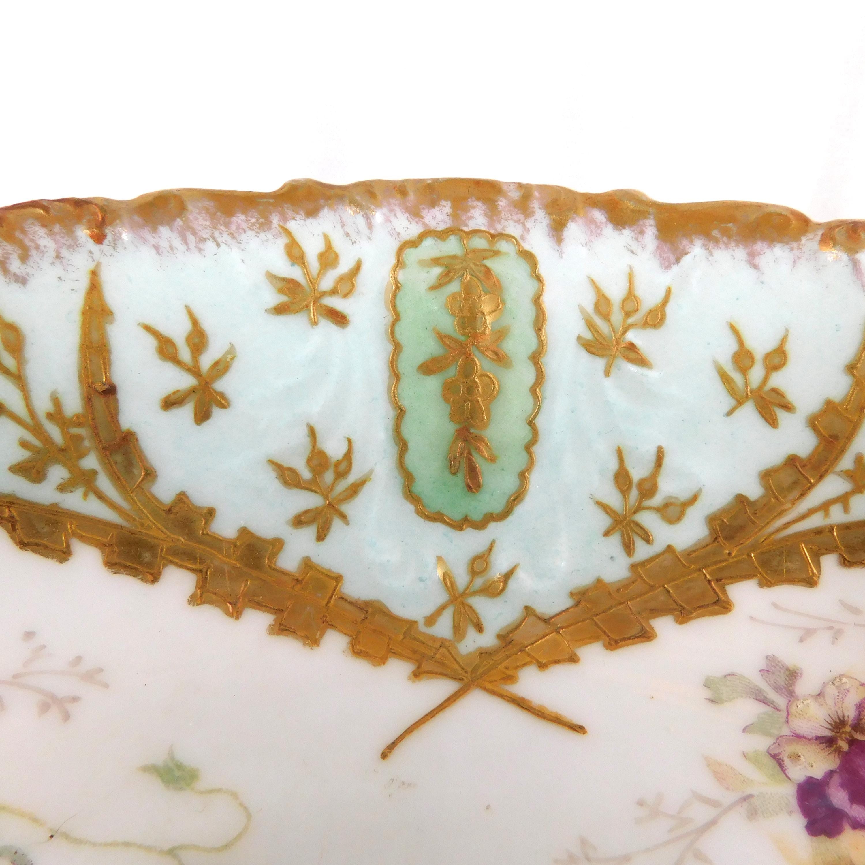 Alfred Klingenberg Limoges Serving Bowl: Hand-Painted Floral Porcelain, 1900s