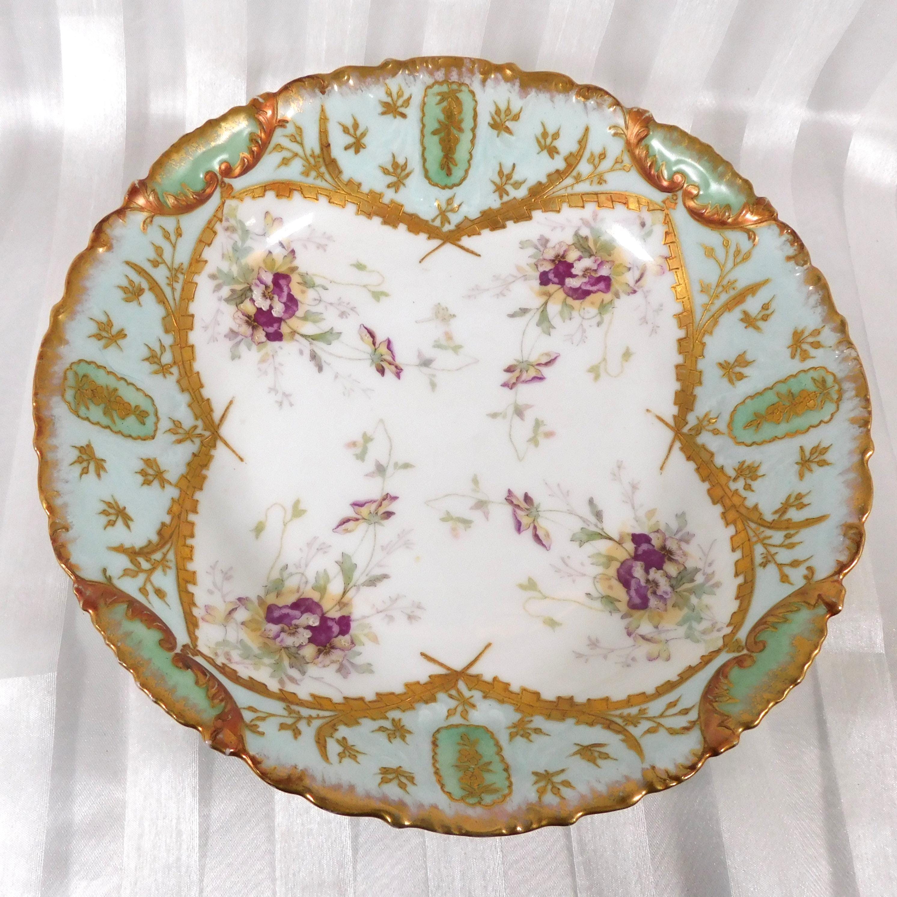 Alfred Klingenberg Limoges Serving Bowl: Hand-Painted Floral Porcelain, 1900s