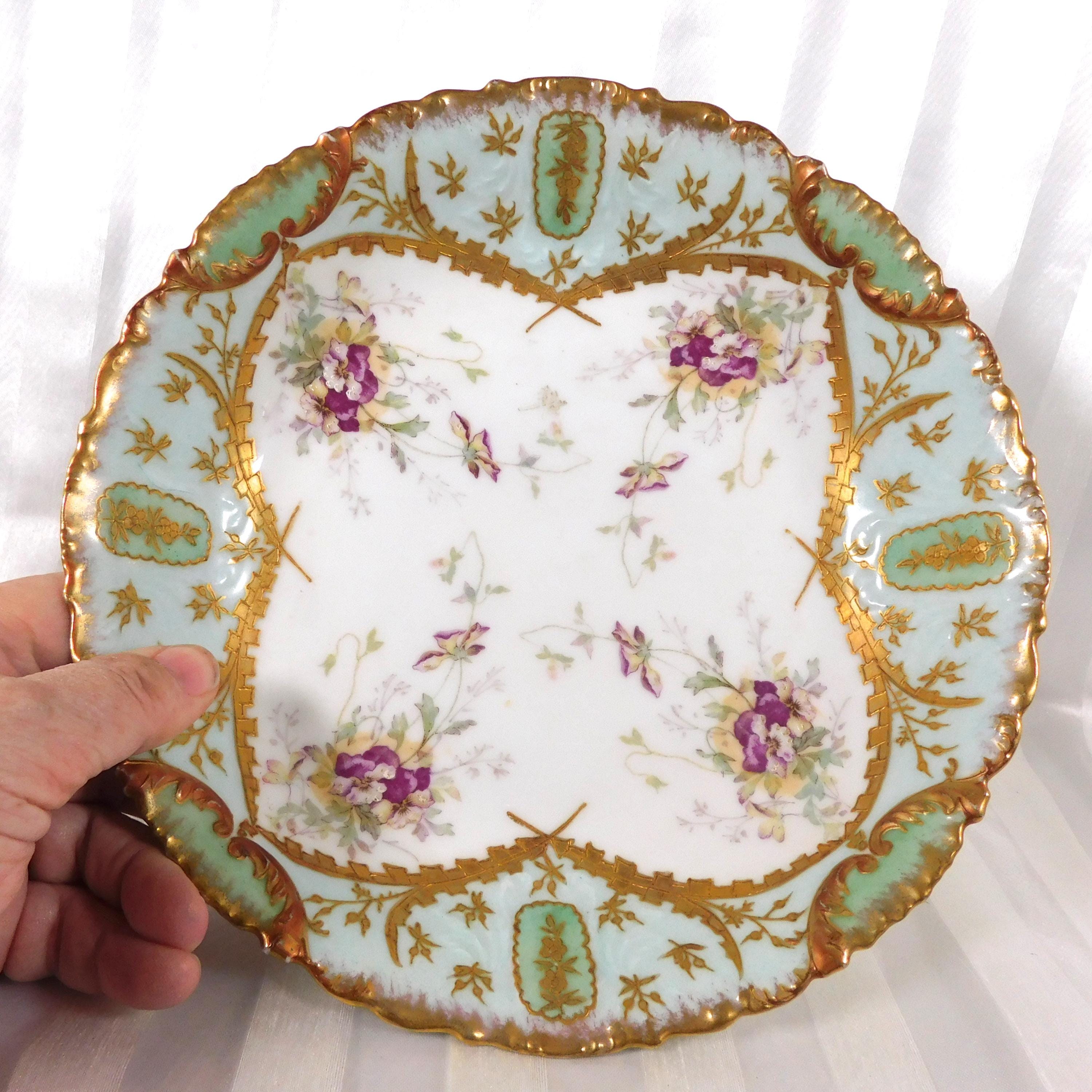 Alfred Klingenberg Limoges Serving Bowl: Hand-Painted Floral Porcelain, 1900s
