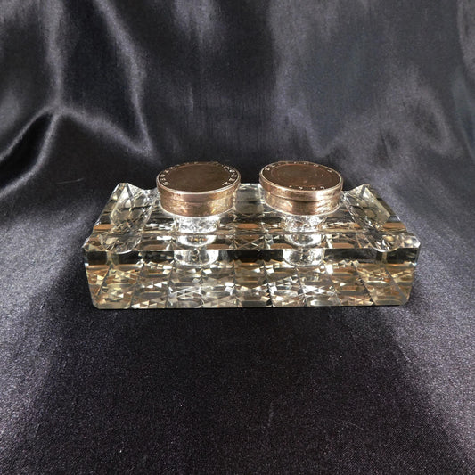 Abarrat and Sons Antique Cut Crystal with Silverplate Inkwell #22662