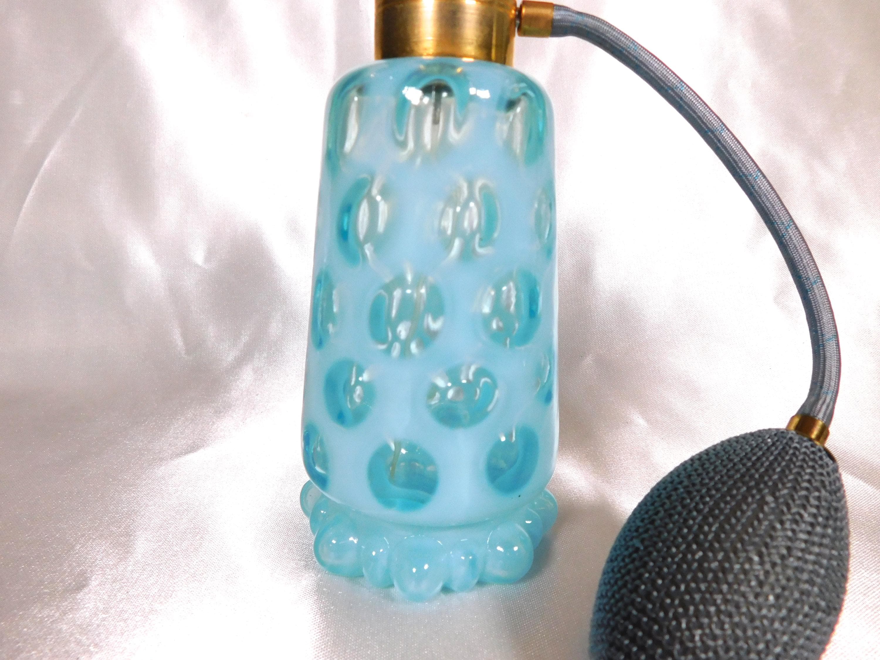 Baby Blue Glass Perfume Atomizer with Clear Dots # 23078