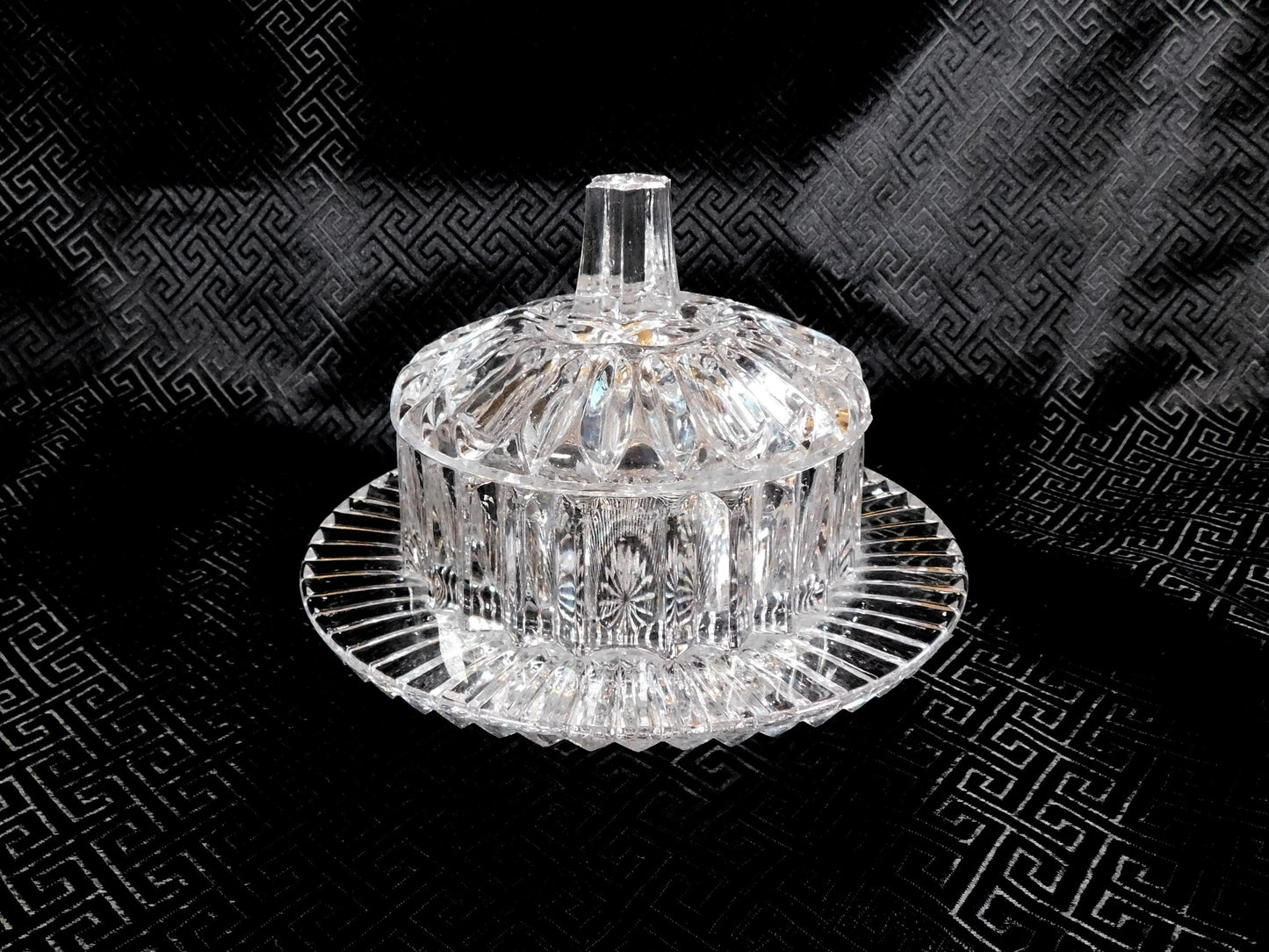 Cut Glass Jelly Dish, Honey Pot with Matching Lid # 23708