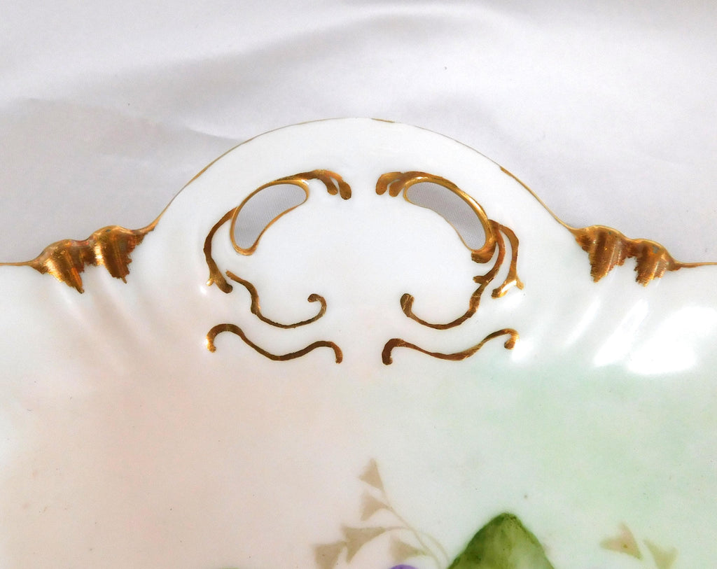 Theodore Haviland Hand Painted Porcelain Vanity Tray with Purple Flowers # 25822