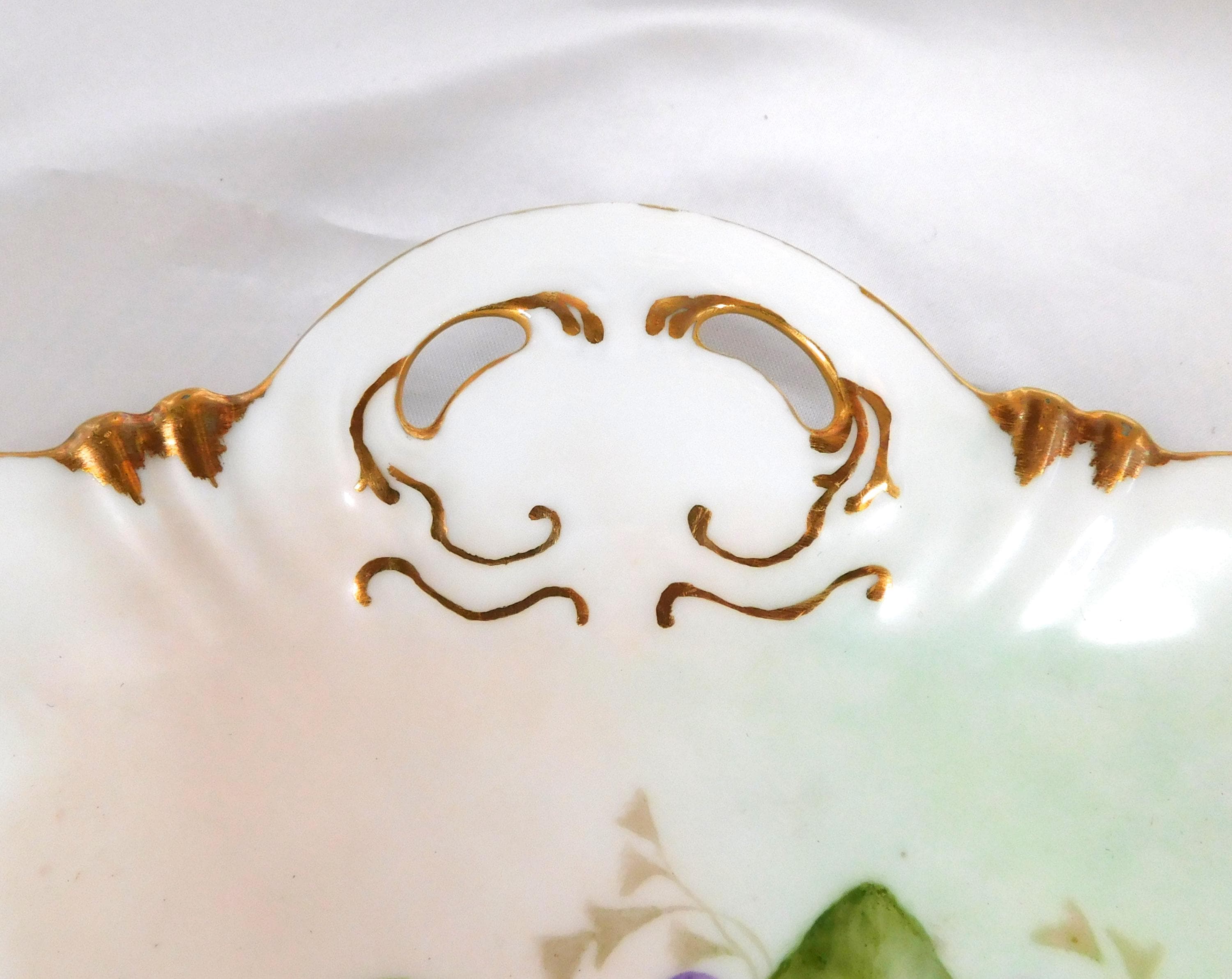 Theodore Haviland Hand Painted Porcelain Vanity Tray with Purple Flowers # 25822