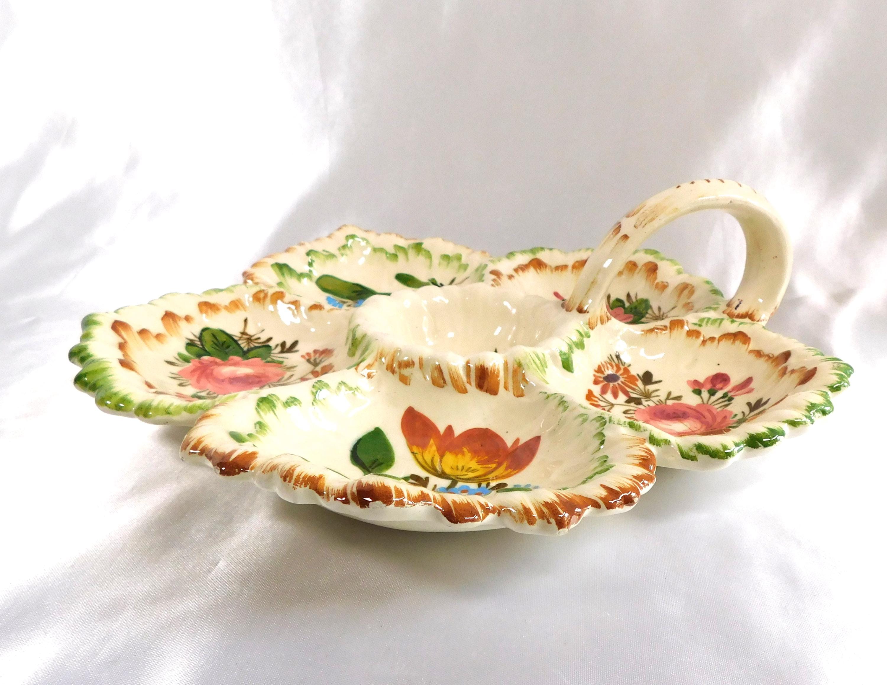 Six Section Fruit Serving Dish with Handle from Italy # 25729