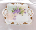 Theodore Haviland Hand Painted Porcelain Vanity Tray with Purple Flowers # 25822