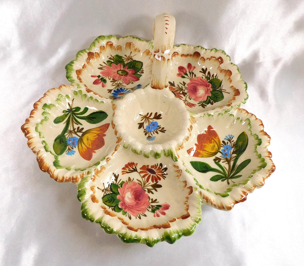 Six Section Fruit Serving Dish with Handle from Italy # 25729