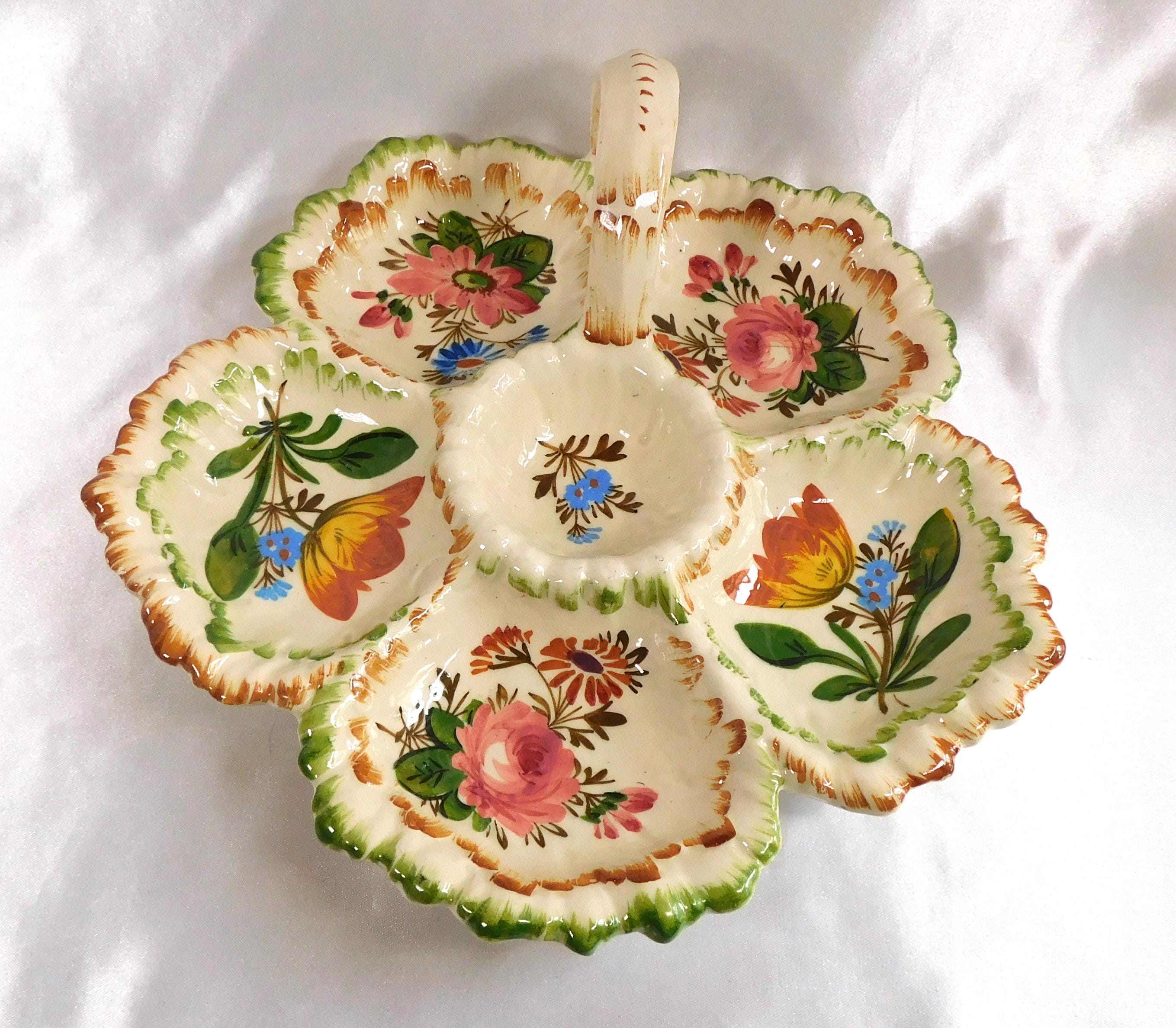 Six Section Fruit Serving Dish with Handle from Italy # 25729