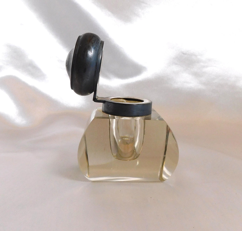 Crystal Inkwell with Hinged Lid # 25811