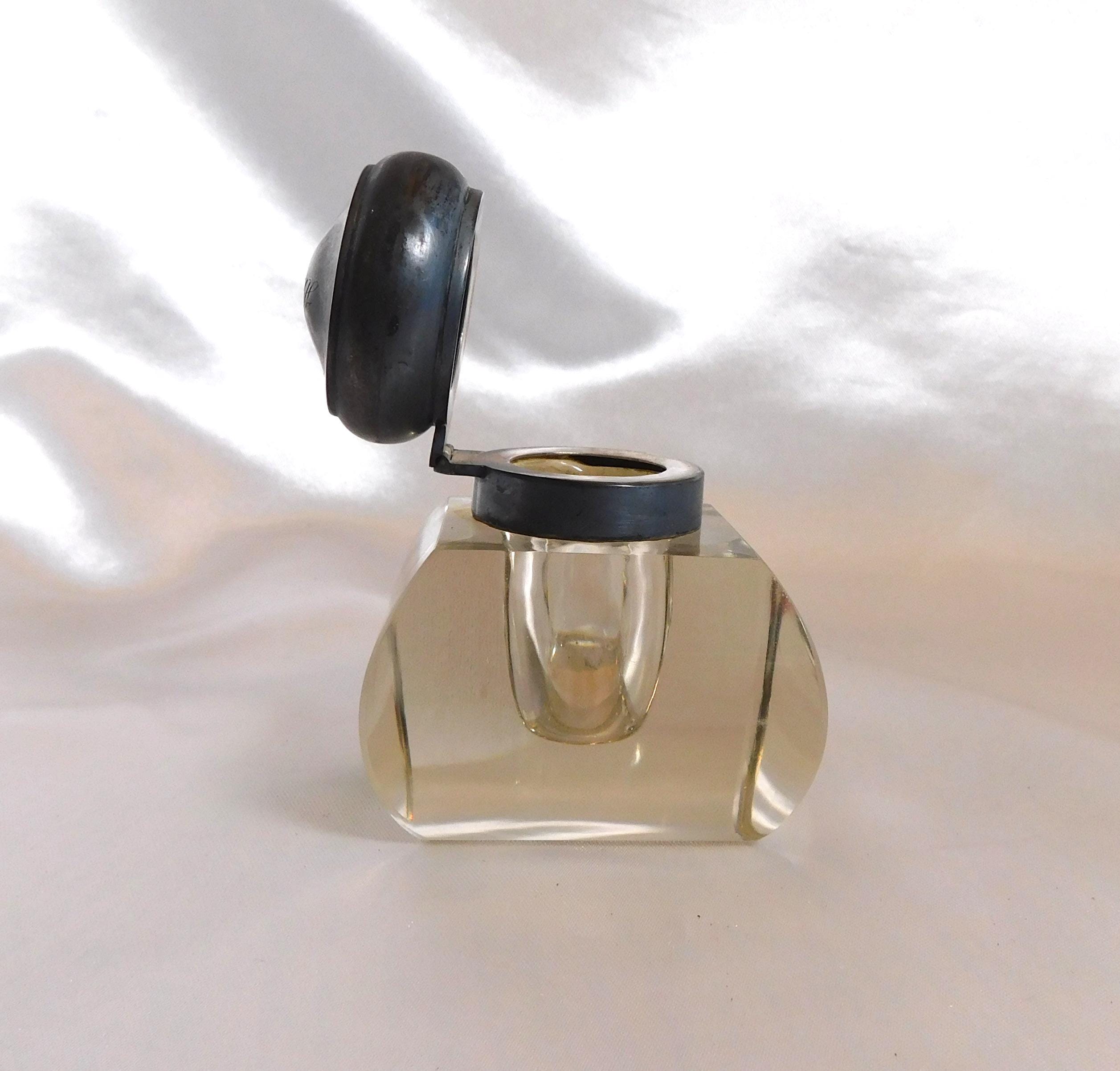 Crystal Inkwell with Hinged Lid # 25811