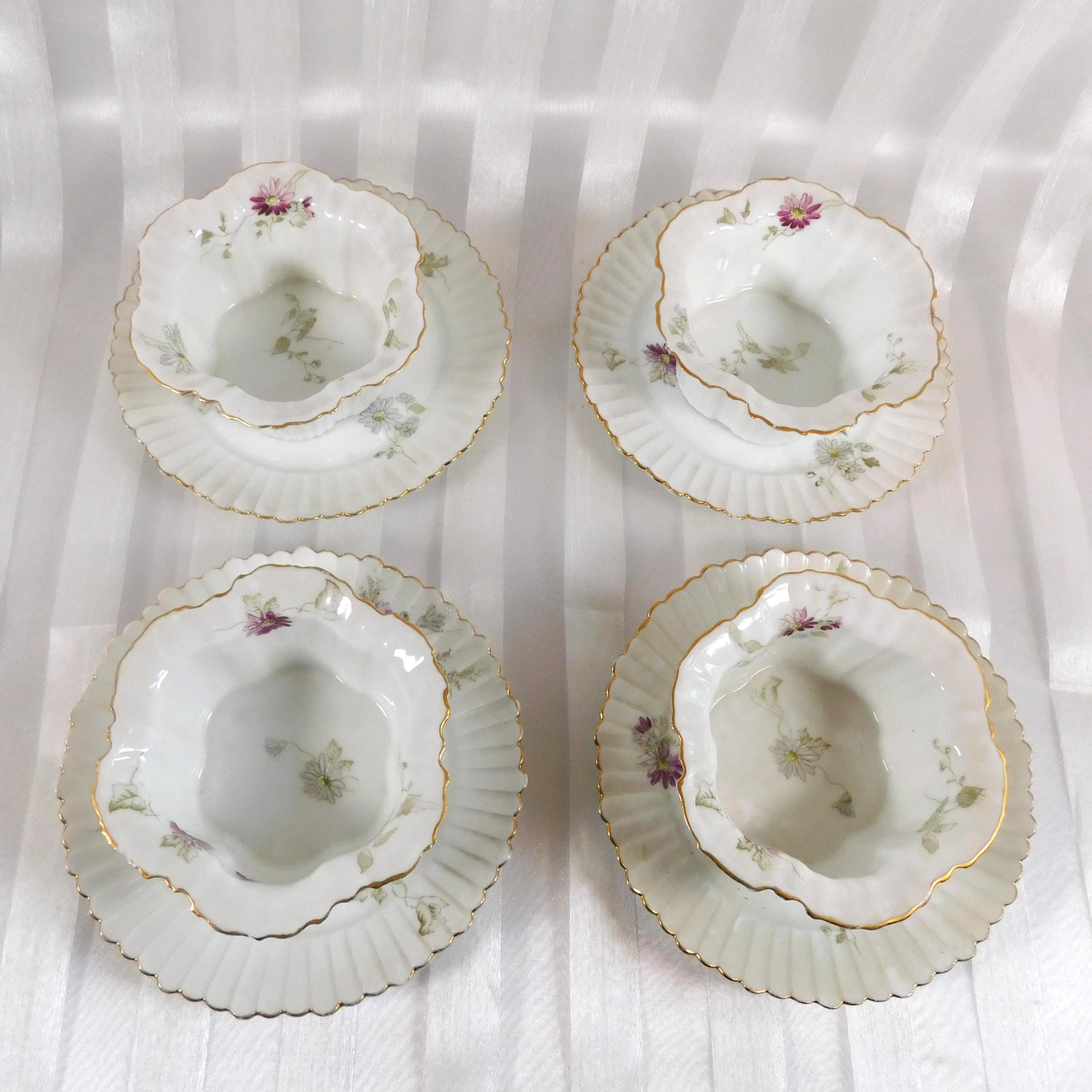 Set of Four Rosenthal Hand Painted Ramekin Dishes with Underplates # 26041
