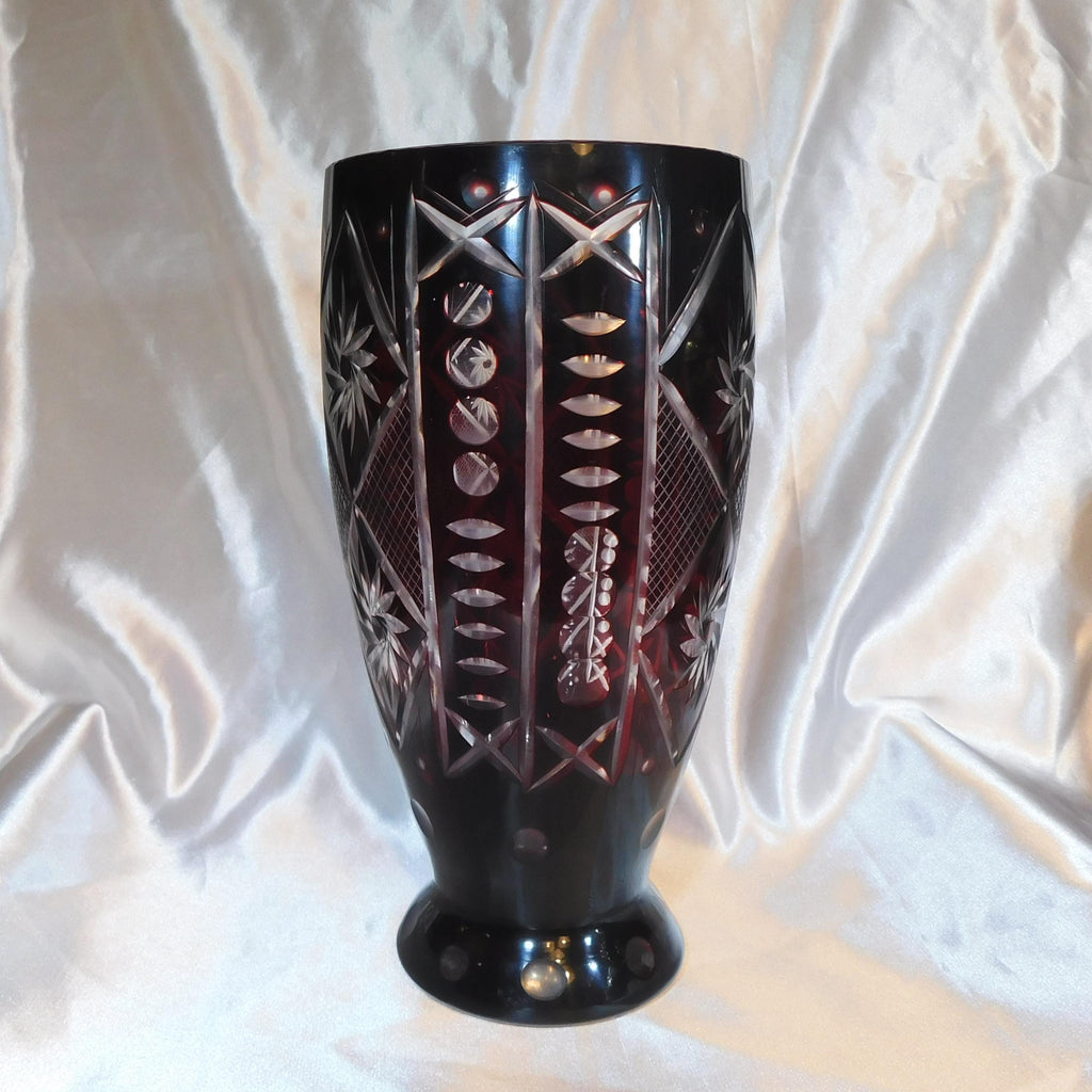 Large Red Cut to Clear Vase with Issues # 21244