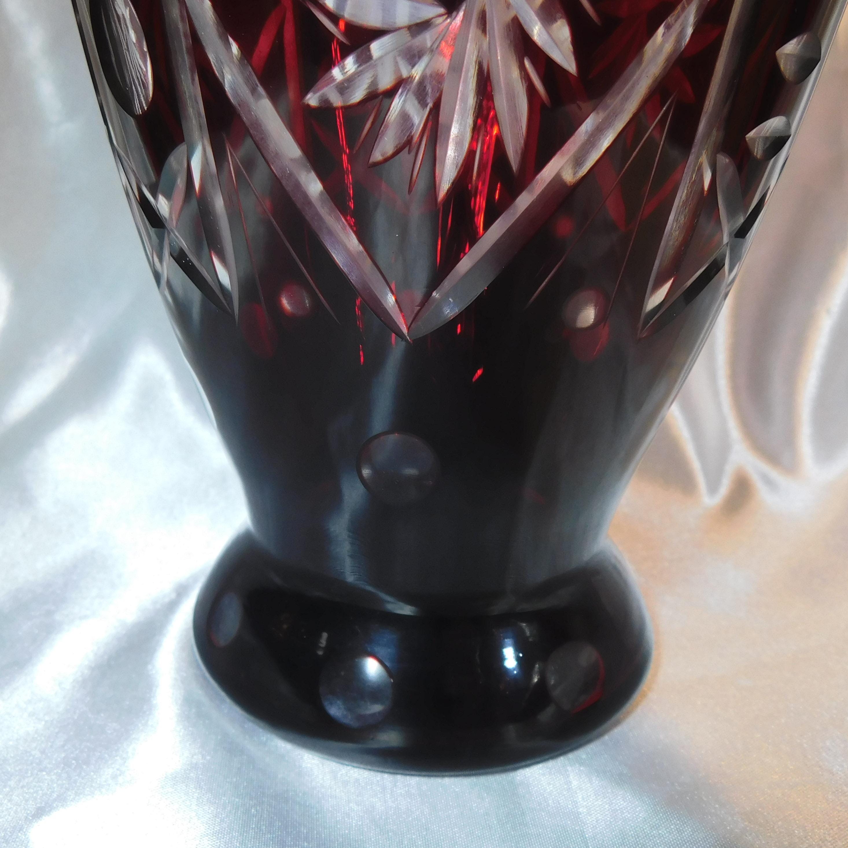 Large Red Cut to Clear Vase with Issues # 21244