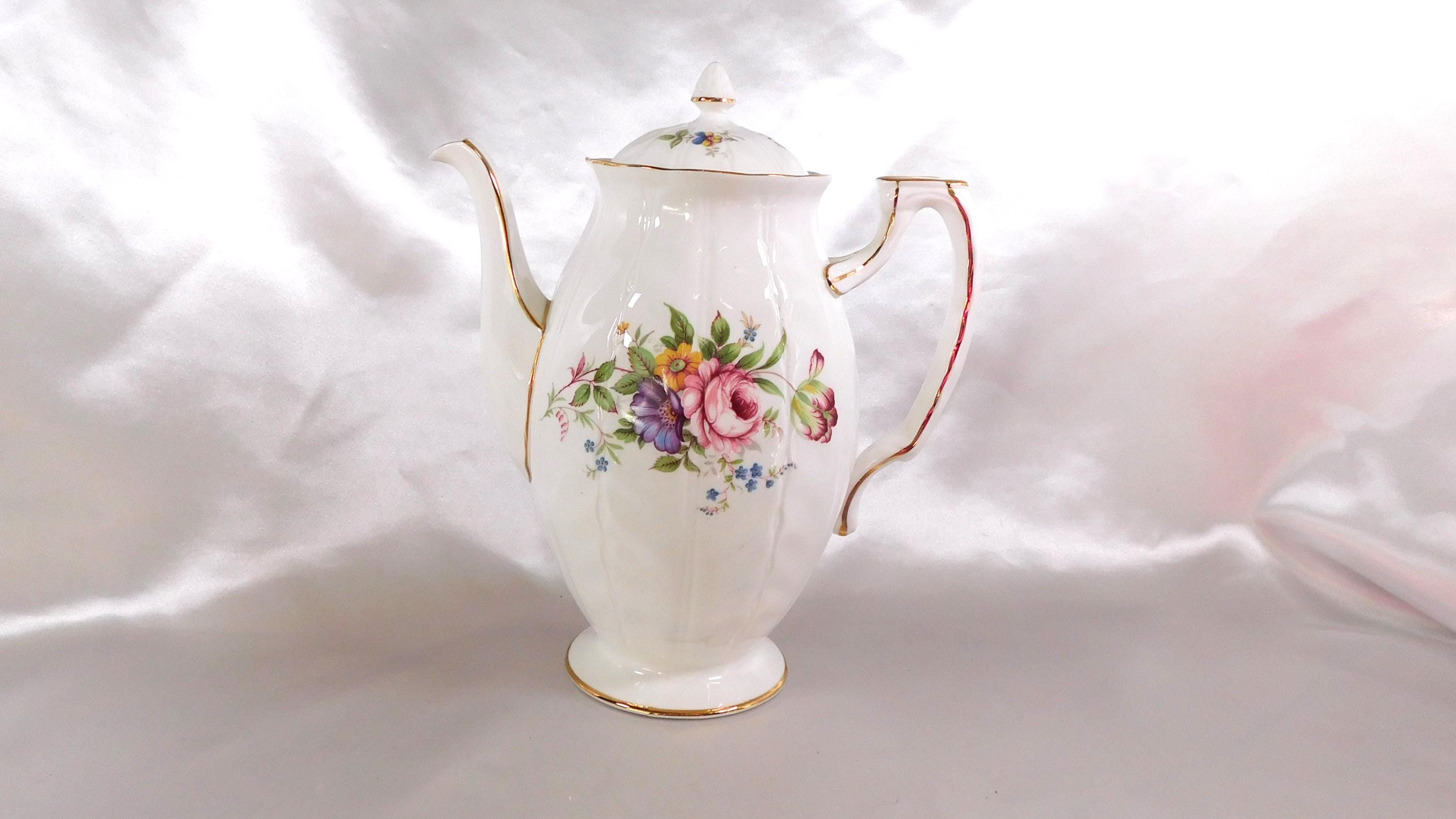 Aynsley White Floral Coffee Pot in Aynsley Spray # 25219