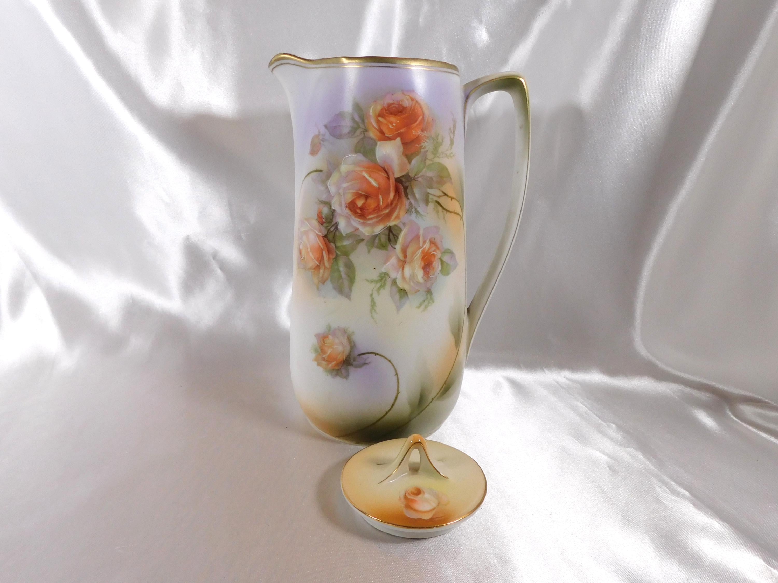 Peach Floral Coffee Pot from Germany # 25016