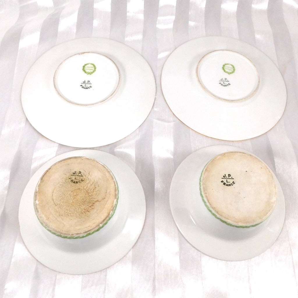 Jean Pouyat Limoges Set of Two Ramekin Dishes and Underplates # 26261