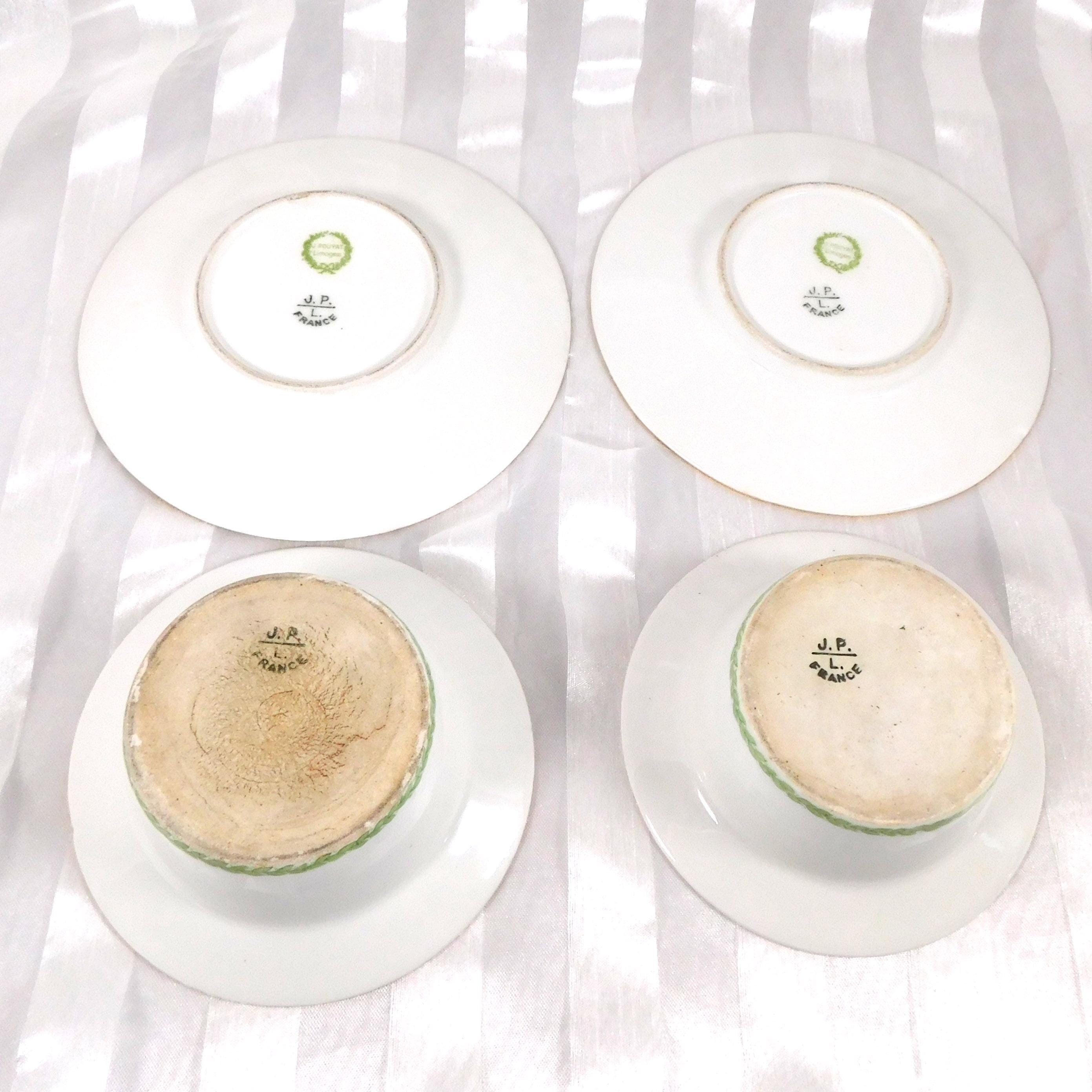 Jean Pouyat Limoges Set of Two Ramekin Dishes and Underplates # 26261