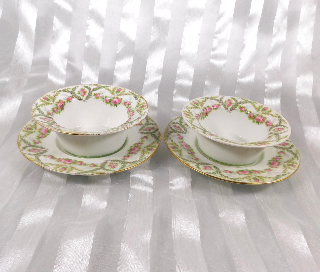 Jean Pouyat Limoges Set of Two Ramekin Dishes and Underplates # 26261