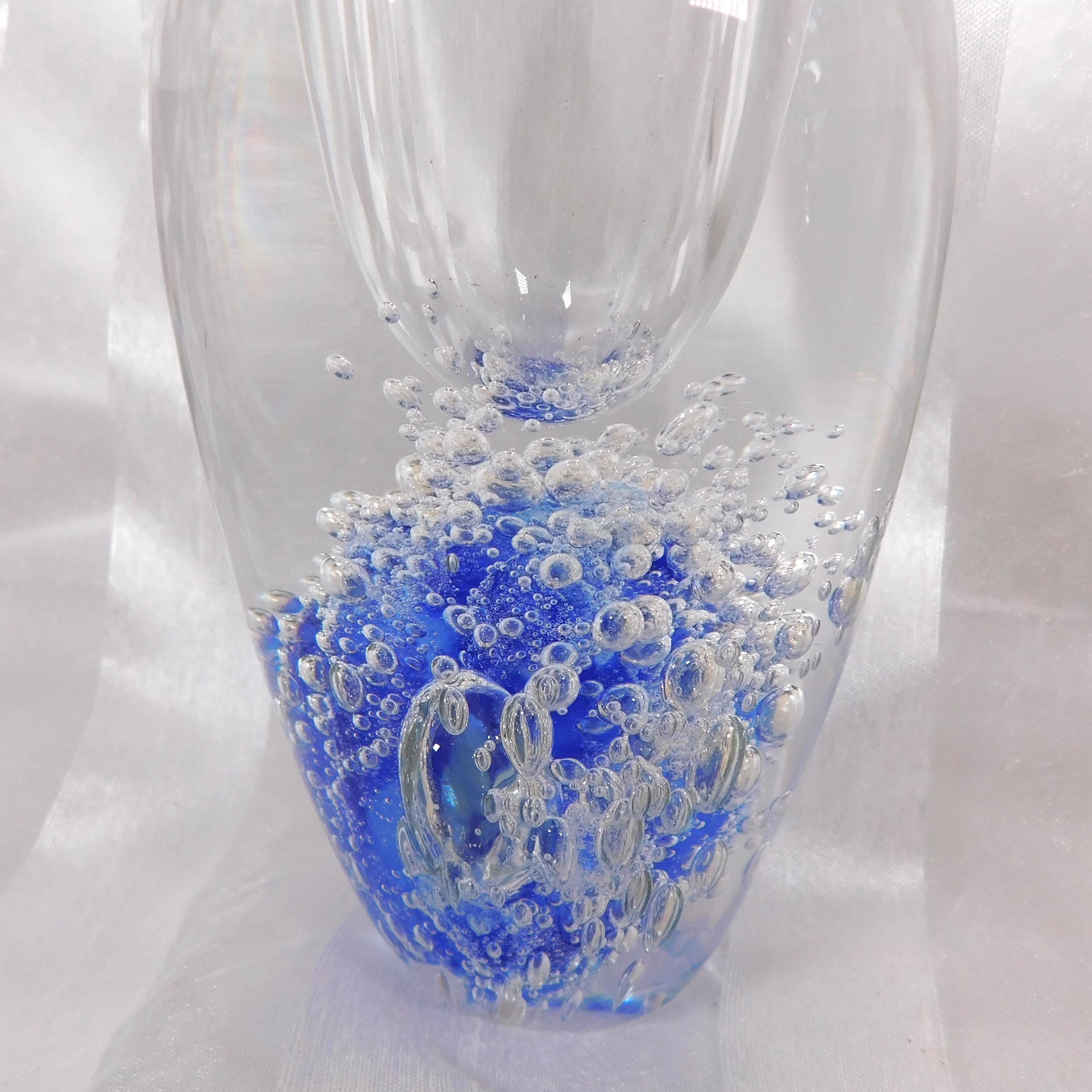 Blue and Clear Bubble Filled Art Glass Perfume Bottle # 26450