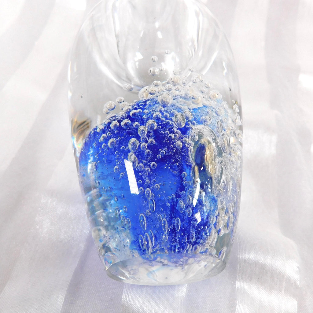 Blue and Clear Bubble Filled Art Glass Perfume Bottle # 26450