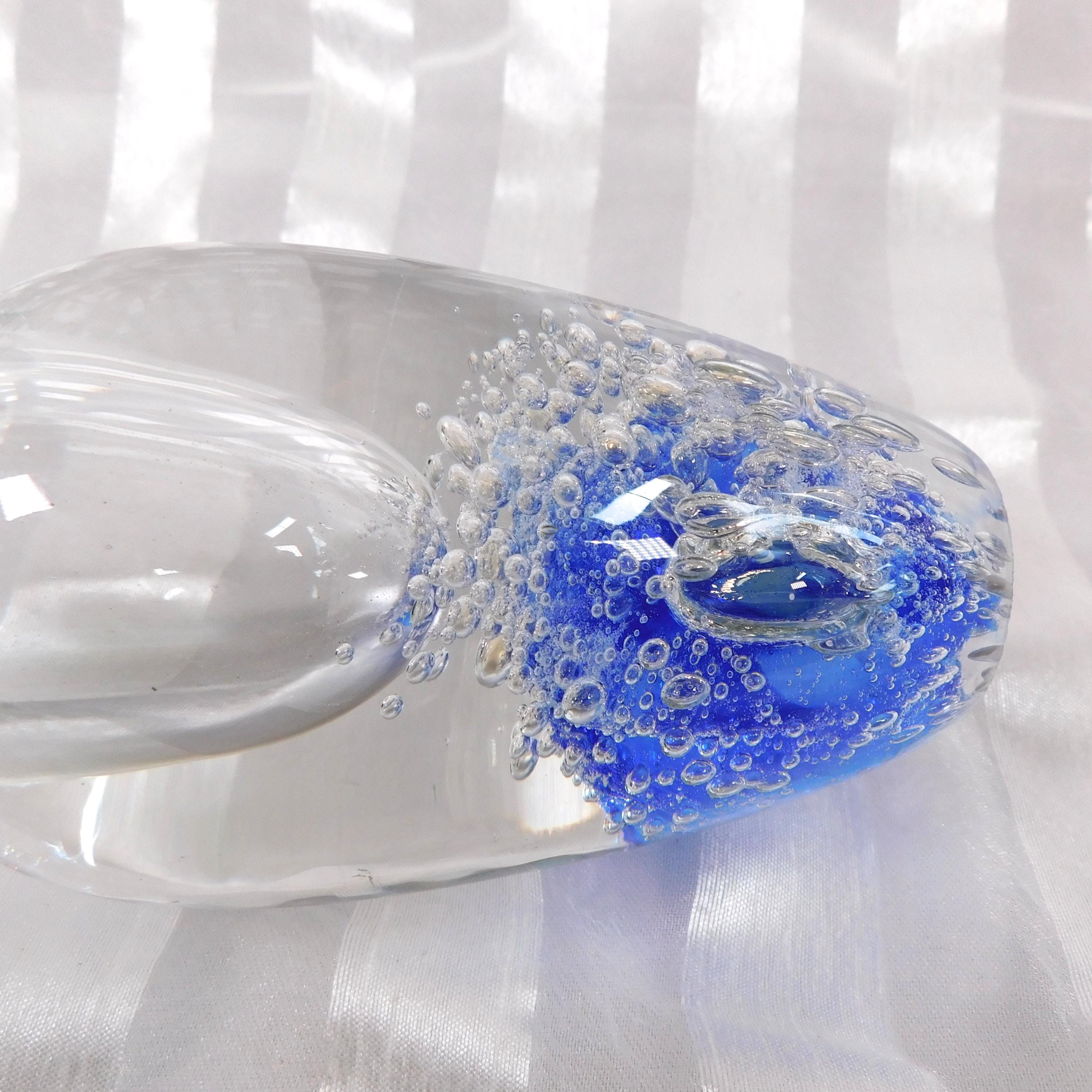 Blue and Clear Bubble Filled Art Glass Perfume Bottle # 26450