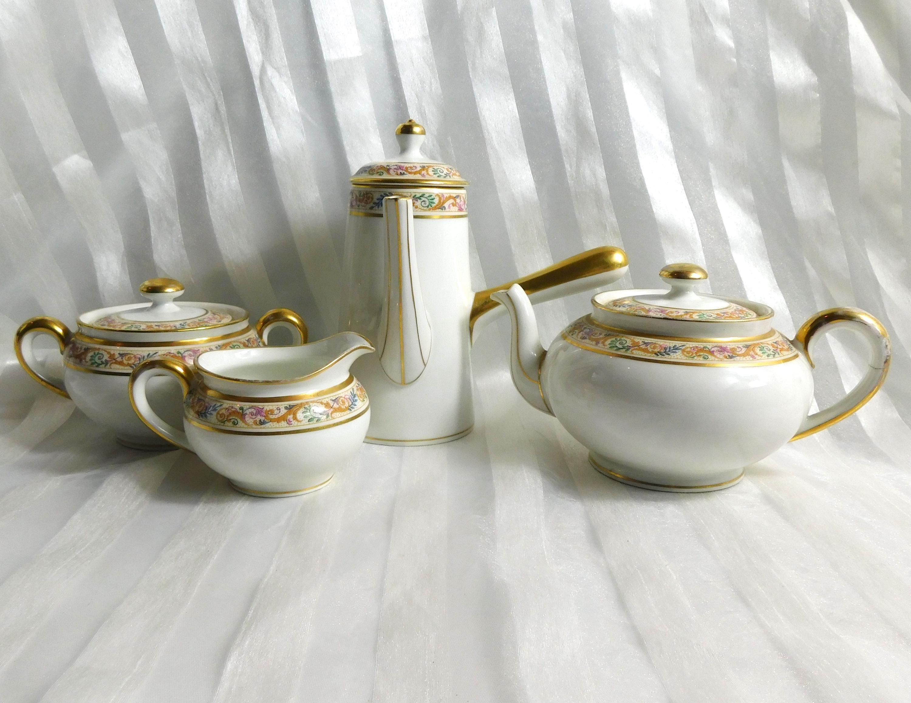 Bernardaud Limoges Chocolate Pot, Teapot and Sugar & Creamer Set