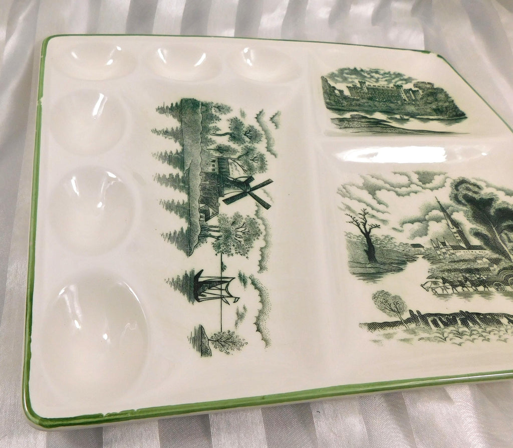 Green and Cream Divided Serving Tray # 26936