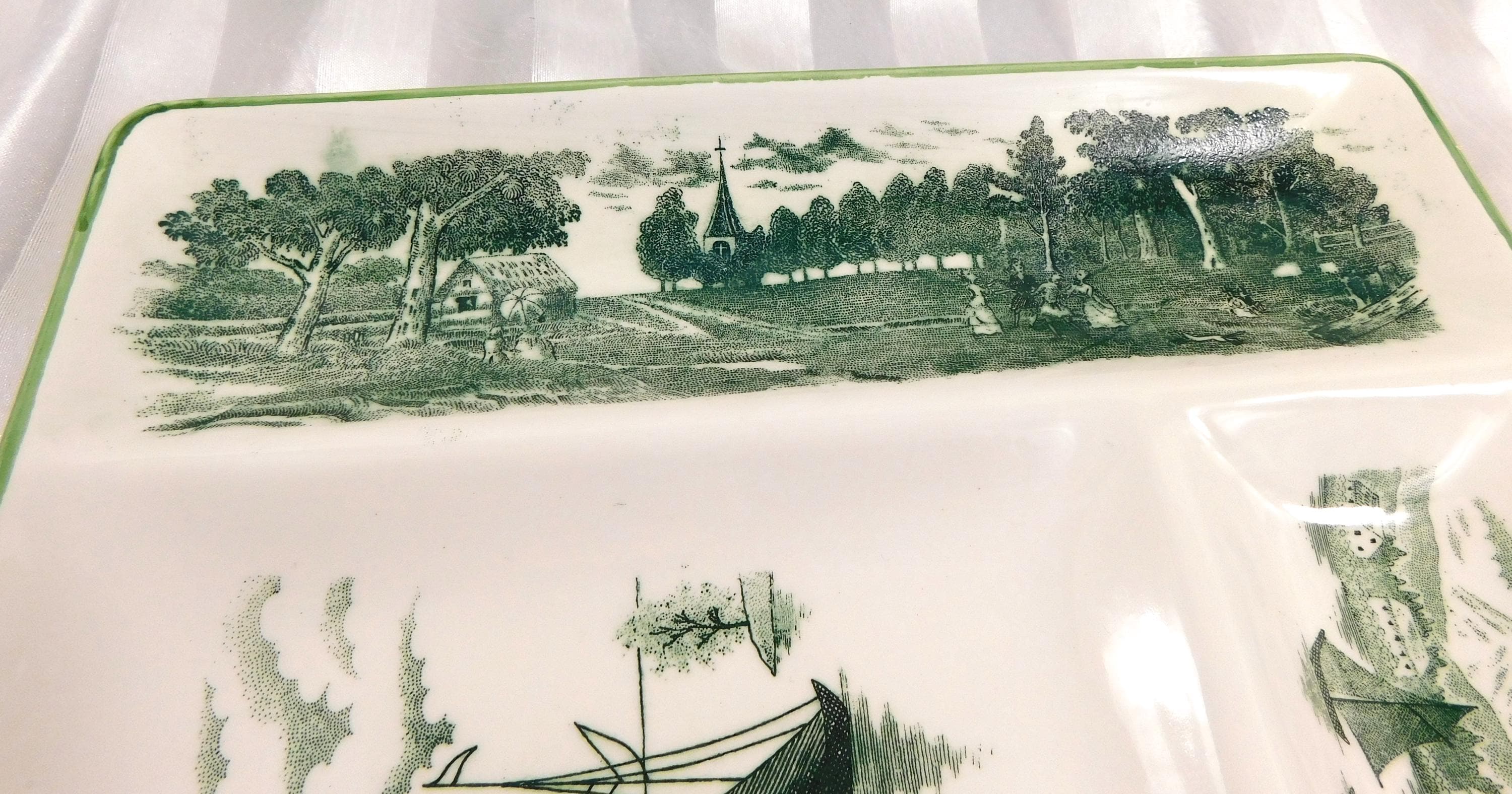 Green and Cream Divided Serving Tray # 26937