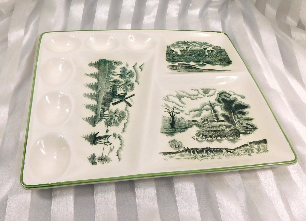 Green and Cream Divided Serving Tray # 26936