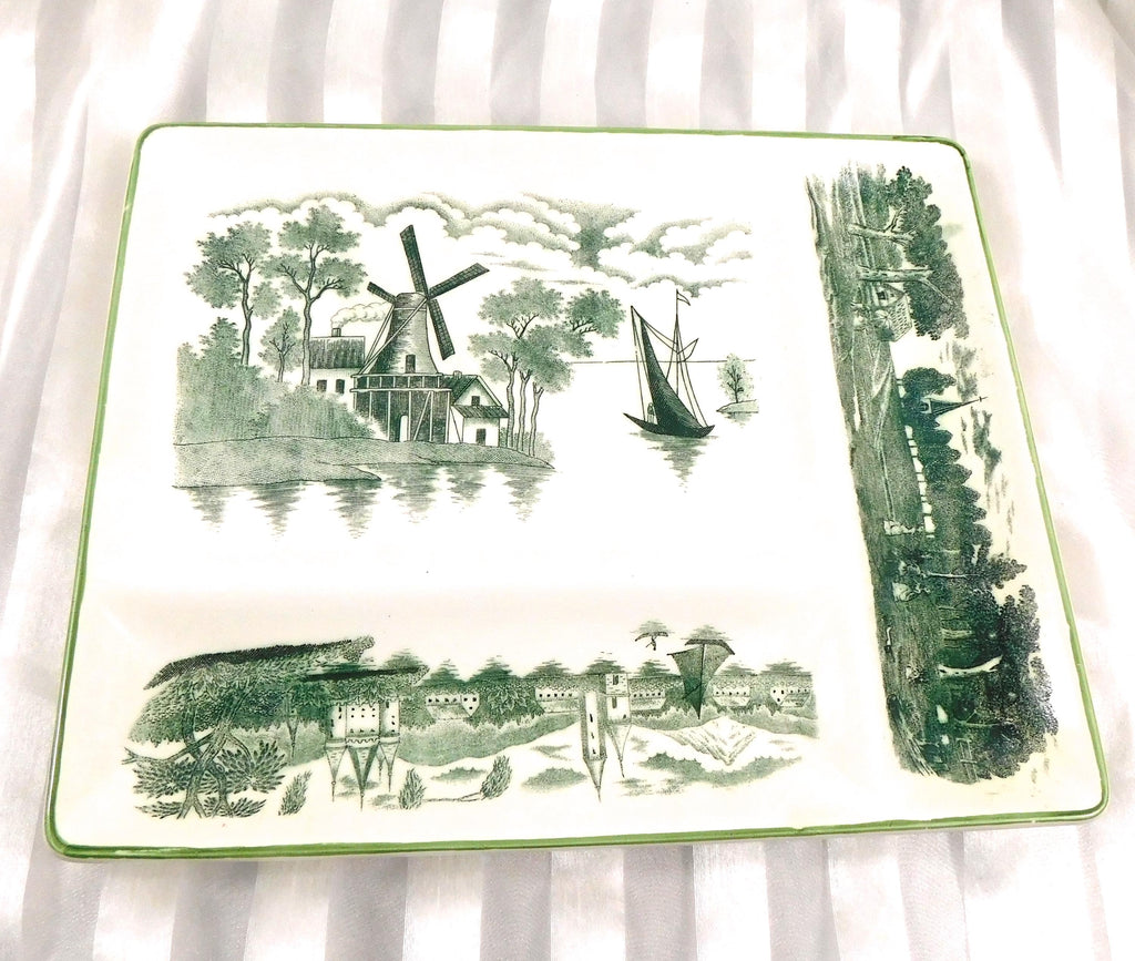 Green and Cream Divided Serving Tray # 26937