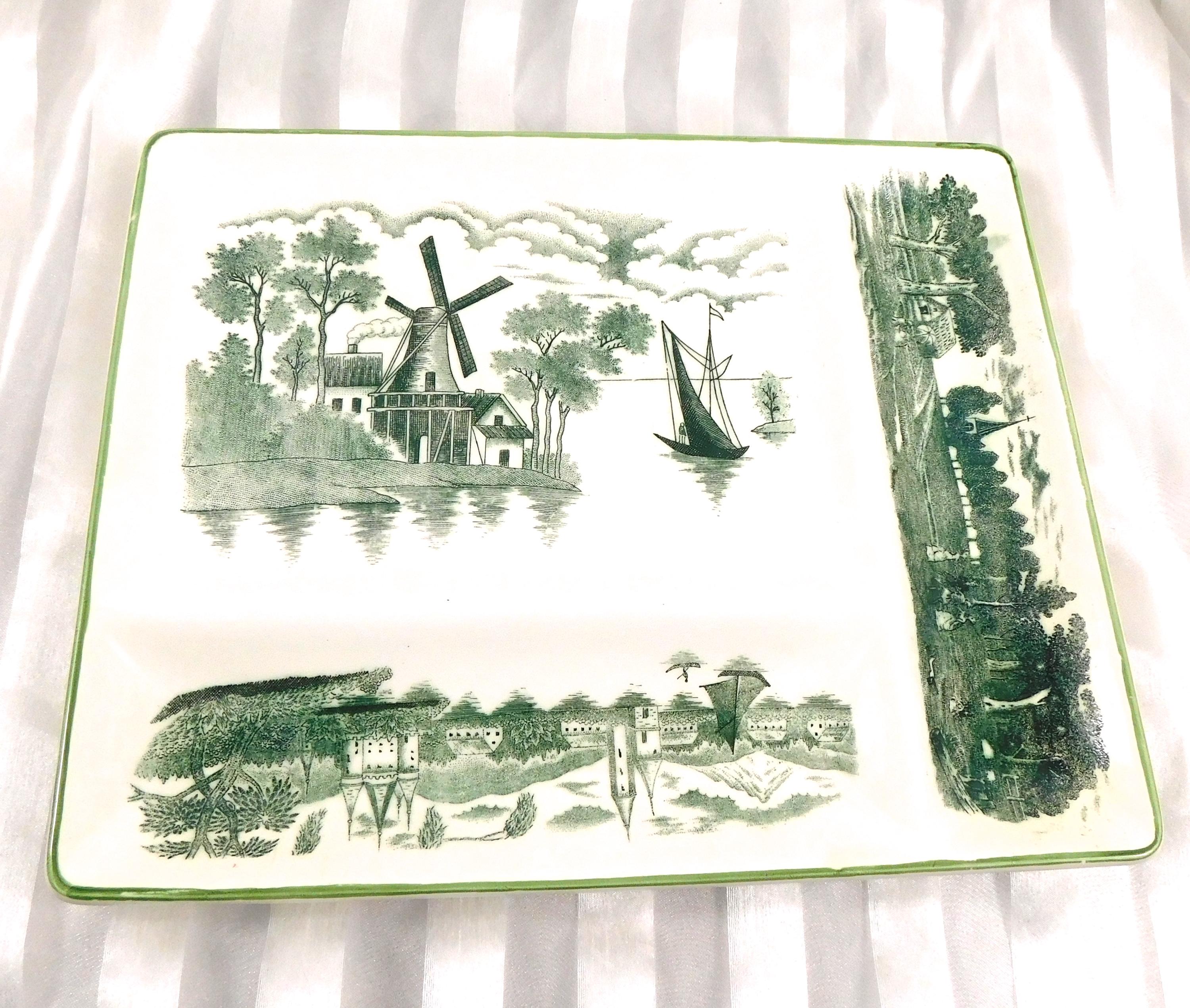 Green and Cream Divided Serving Tray # 26937