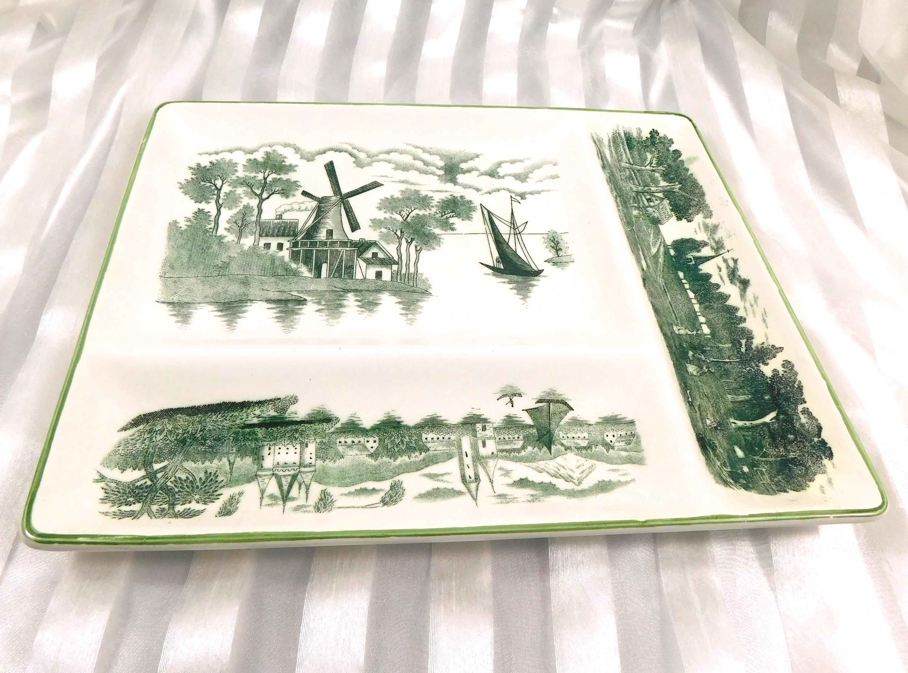 Green and Cream Divided Serving Tray # 26937