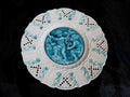 White and Turquoise Reticulated Plate # 24053