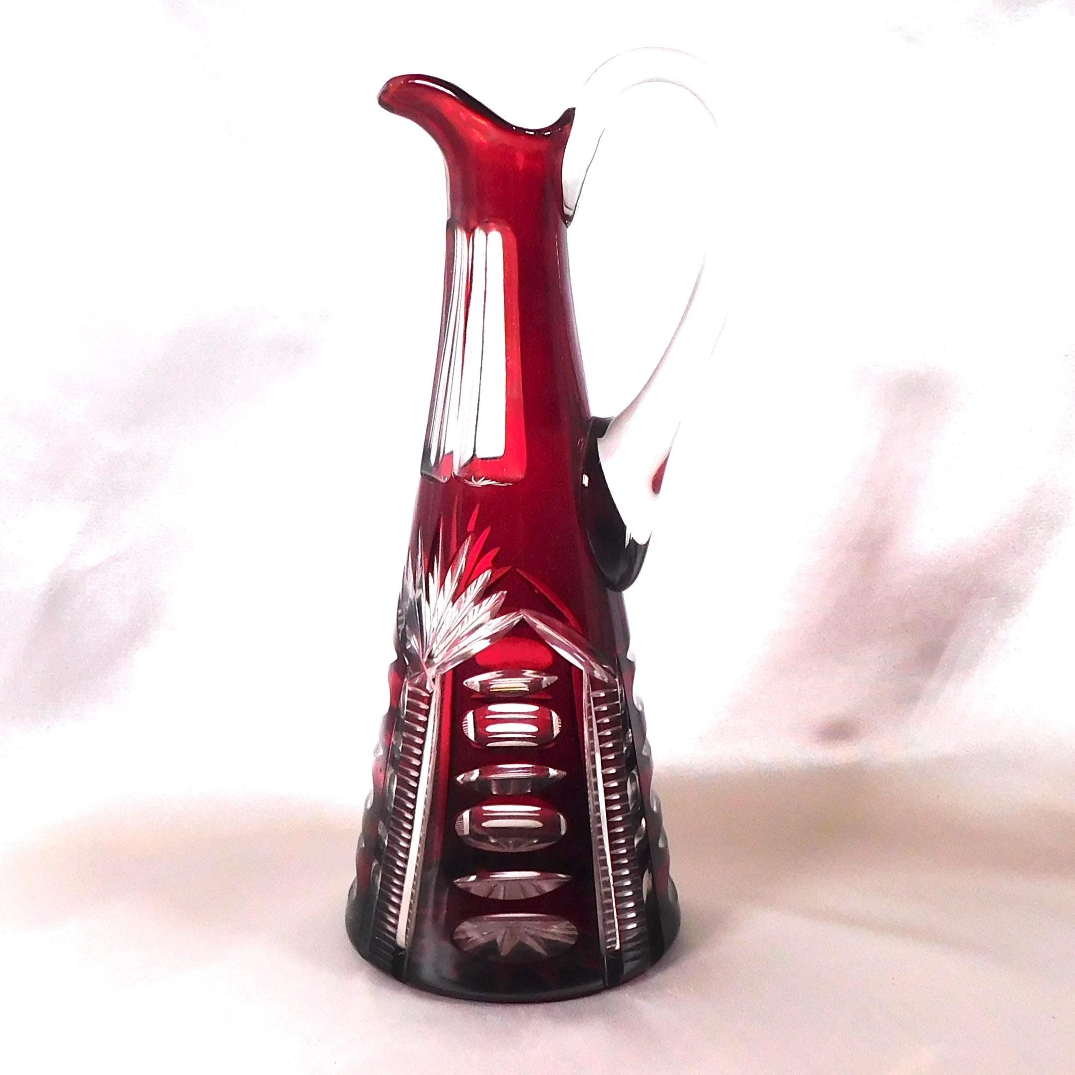 Red Cut to Clear Small Pitcher or Jug #25224