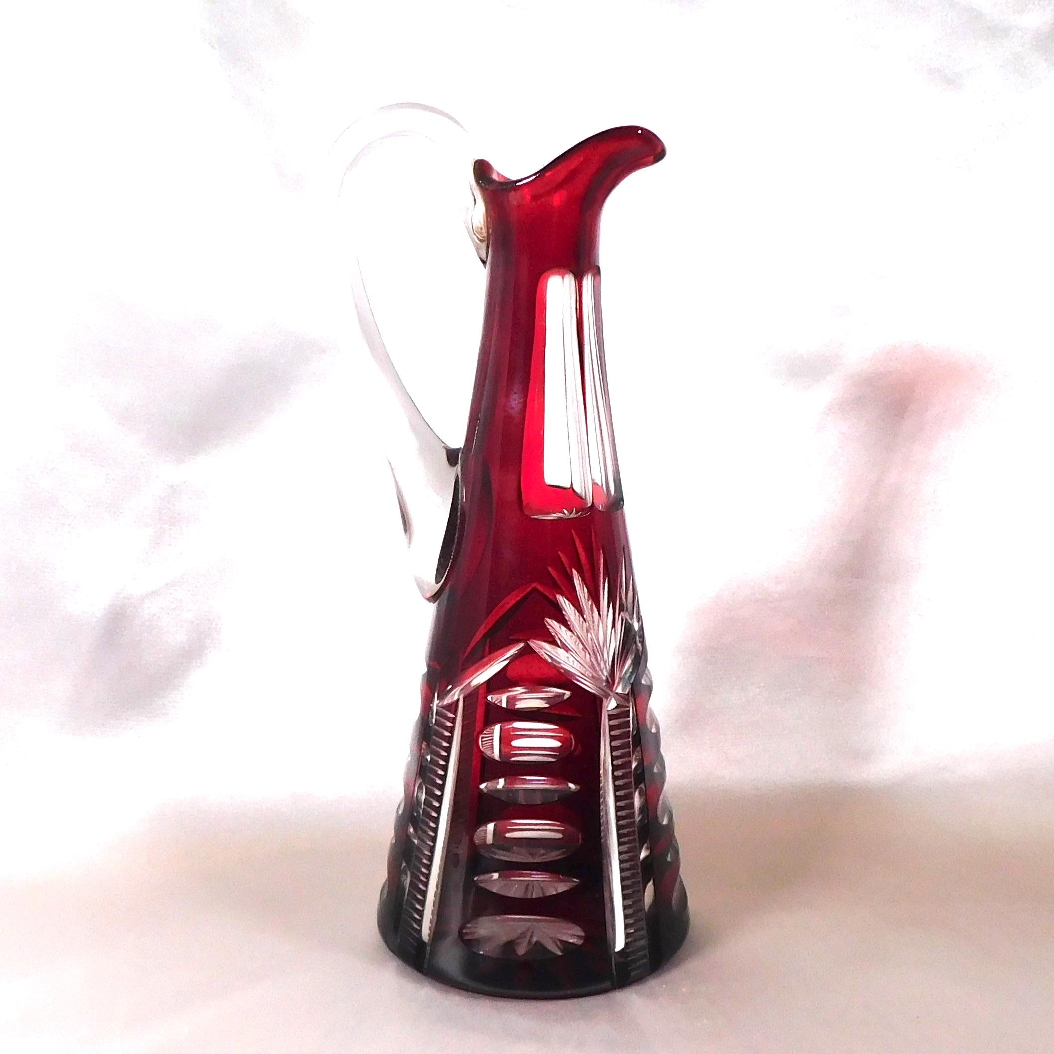 Red Cut to Clear Small Pitcher or Jug #25224