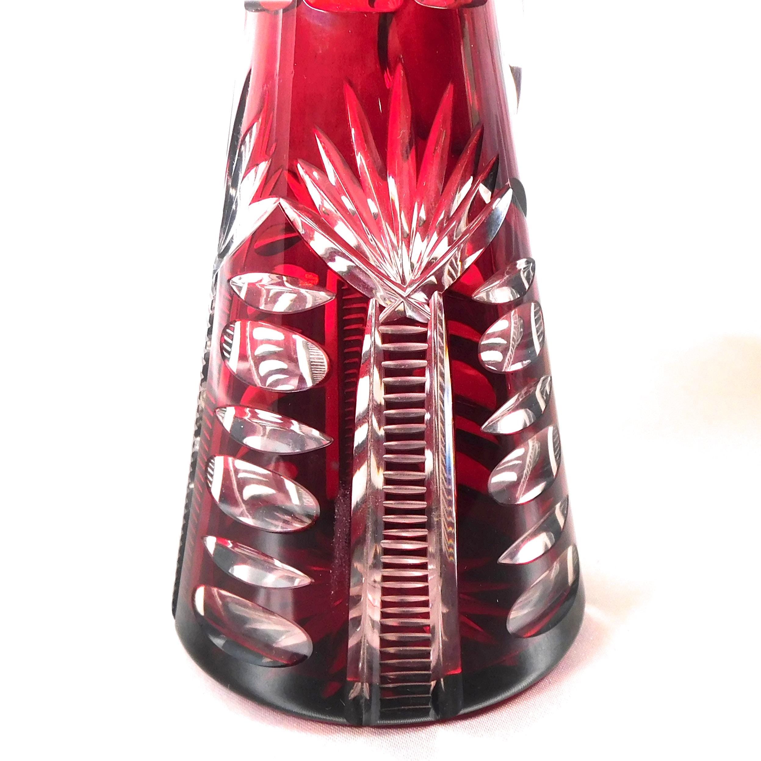 Red Cut to Clear Small Pitcher or Jug #25224