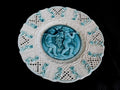 White and Turquoise Reticulated Plate # 24052