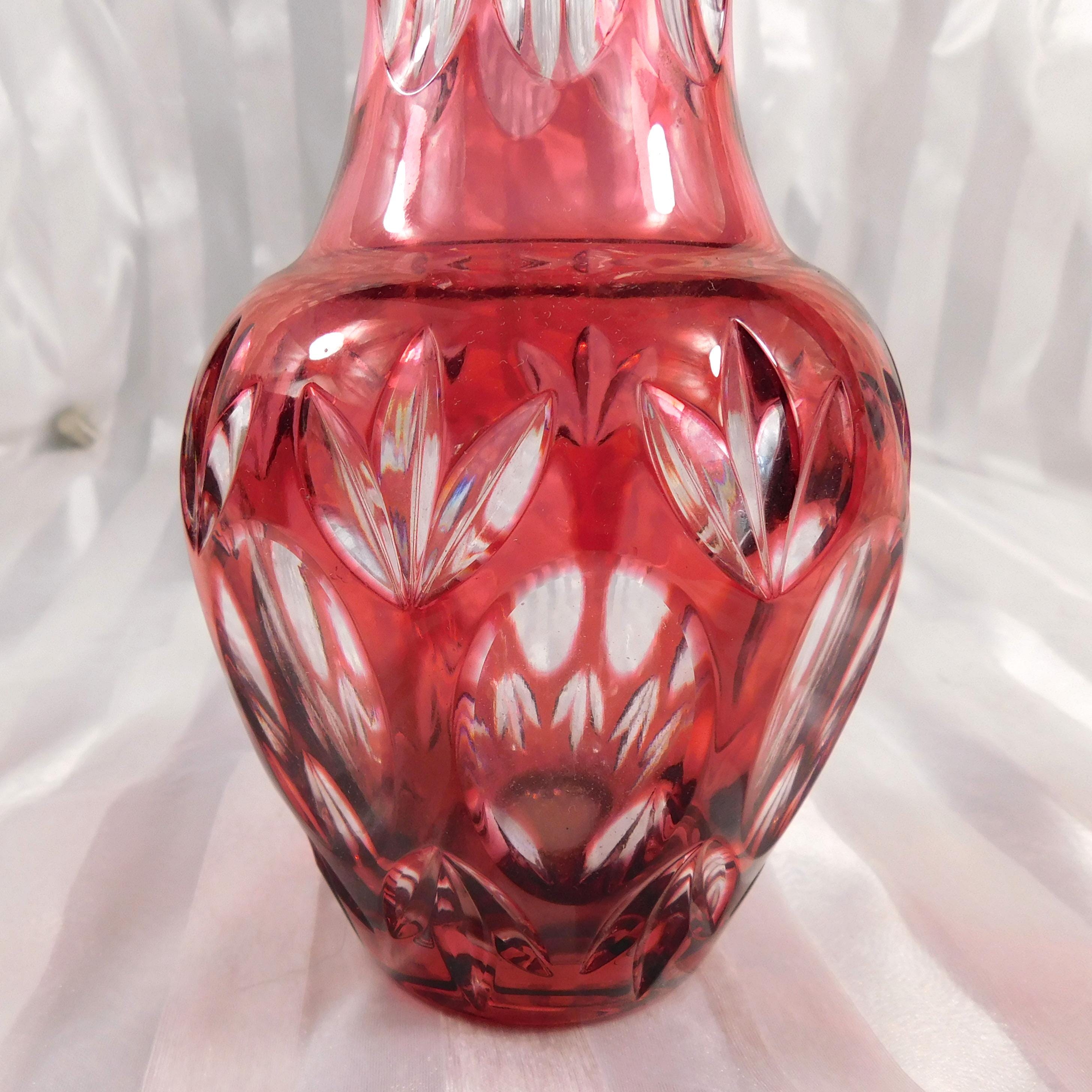 Beyer Pink Cut to Clear Vase # 27015
