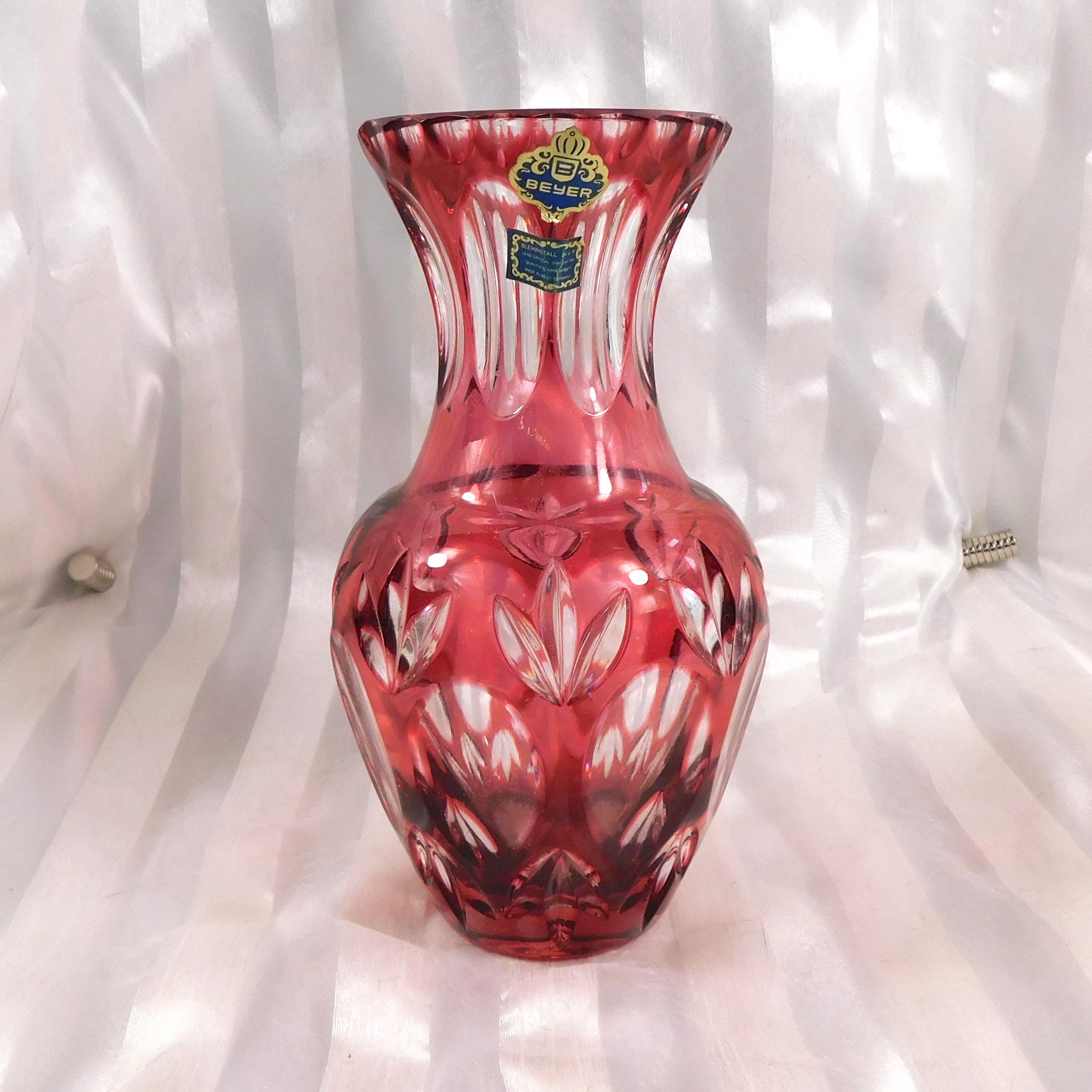 Beyer Pink Cut to Clear Vase # 27015