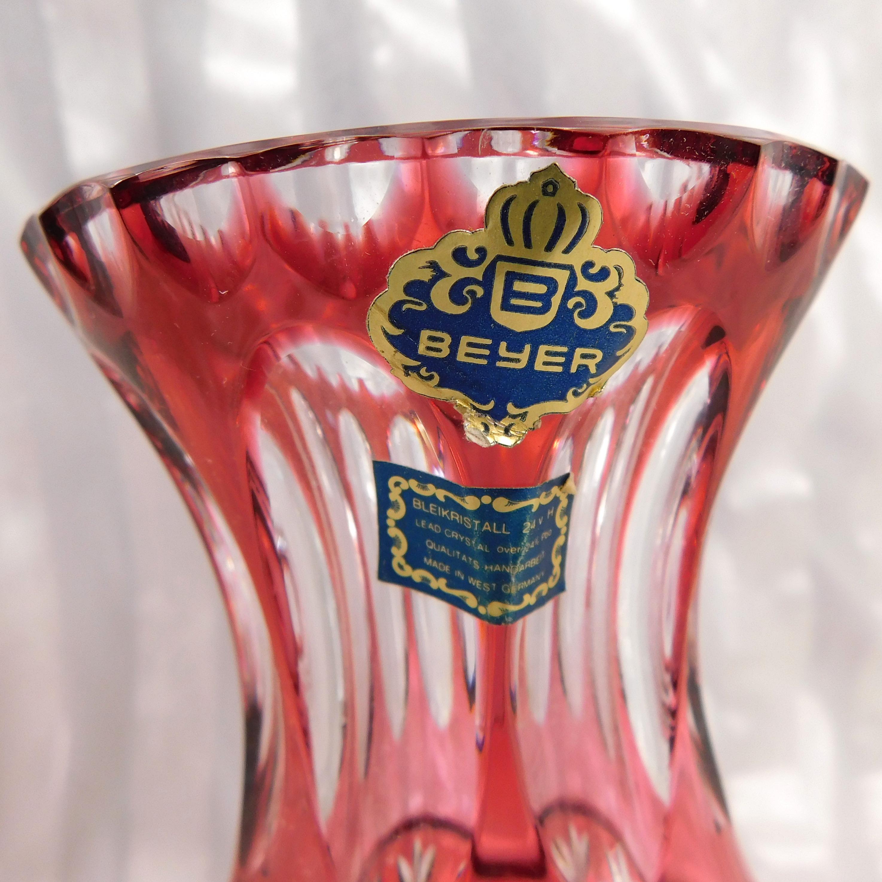 Beyer Pink Cut to Clear Vase # 27015