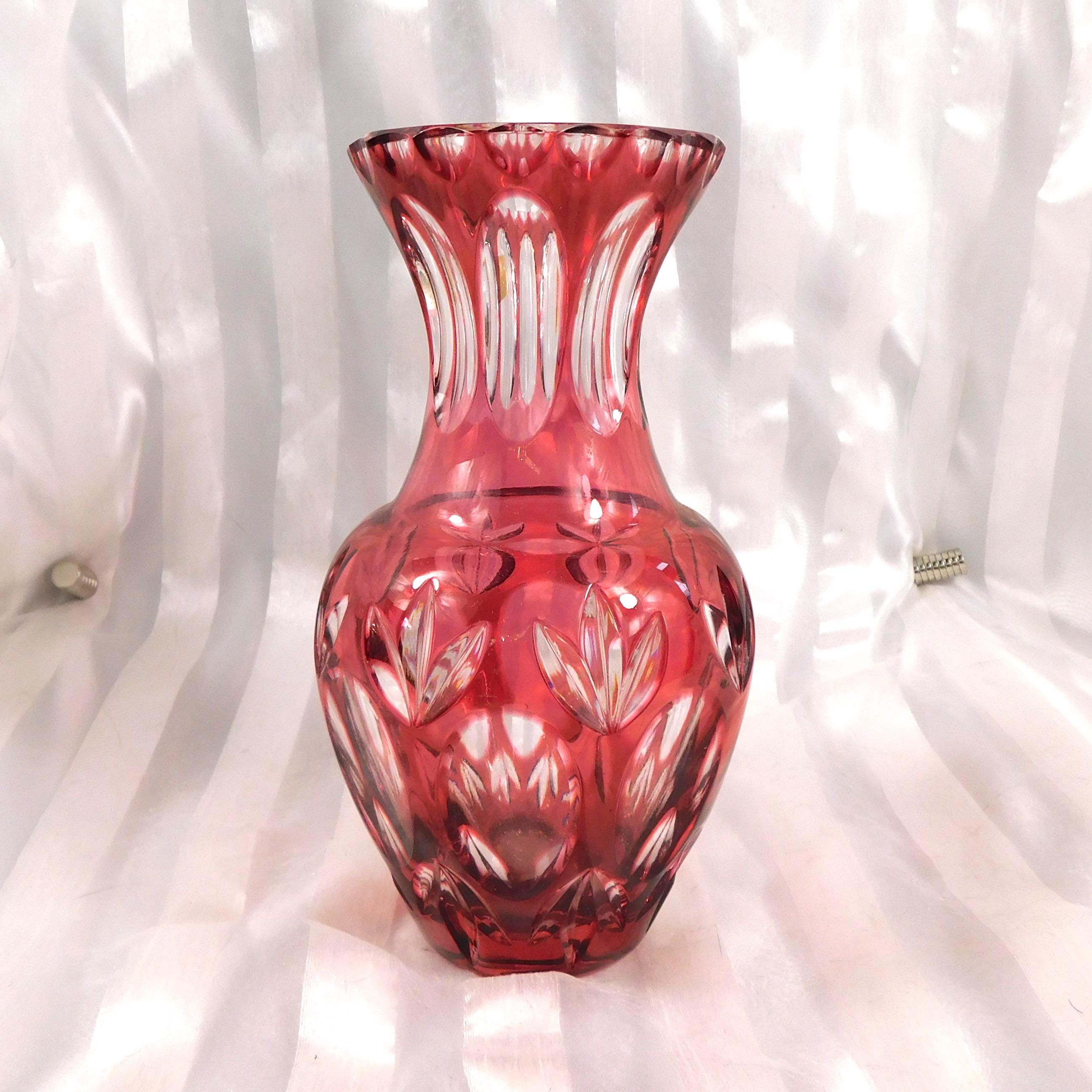Beyer Pink Cut to Clear Vase # 27015