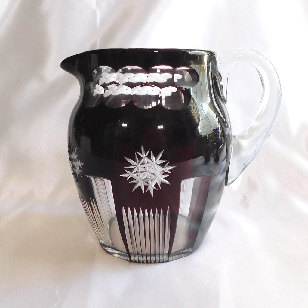 Dark Red Cut to Clear Pitcher # 22190